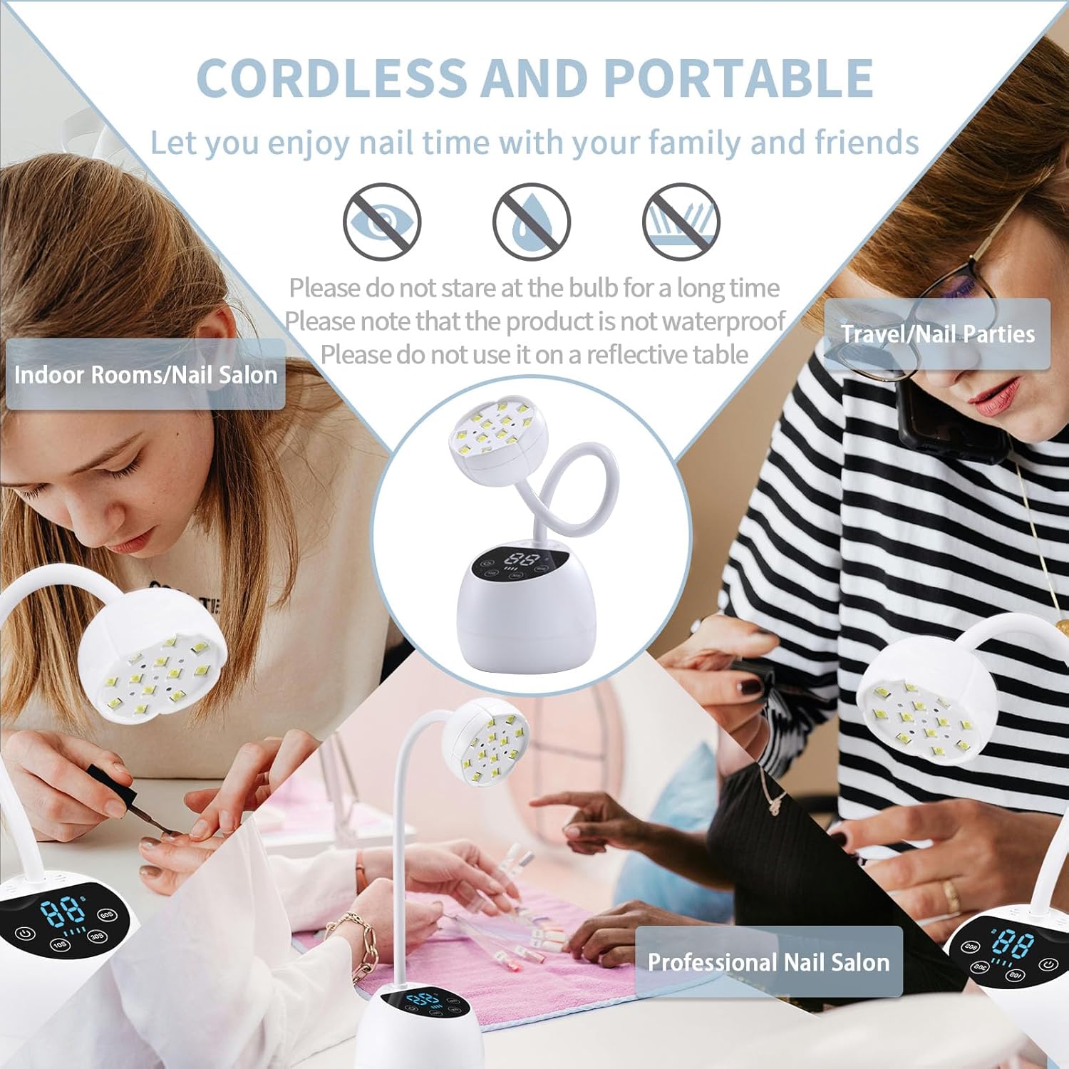 36W Mini Cordless Best UV LED Light for Nails, Best Gel Polish Dryer with Auto Sensor and Gooseneck