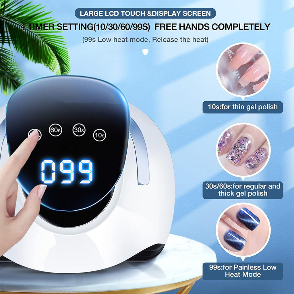 UV Nail Curing Lamp with Auto Sensor, Nail Technician Lamp 220W, UV Nail Polish Dryer with 57 Lamp Beads 4 Timer Setting