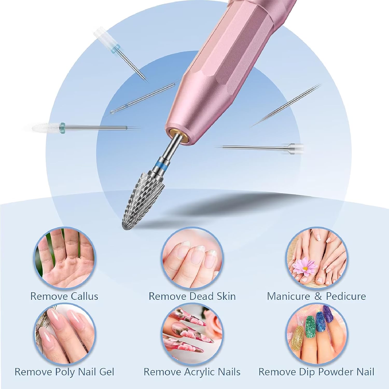Electronic File For Nails 13PC Bits Set, Drill Bits for Nails, Safety Nail Drill Bits for Women Nails Tools