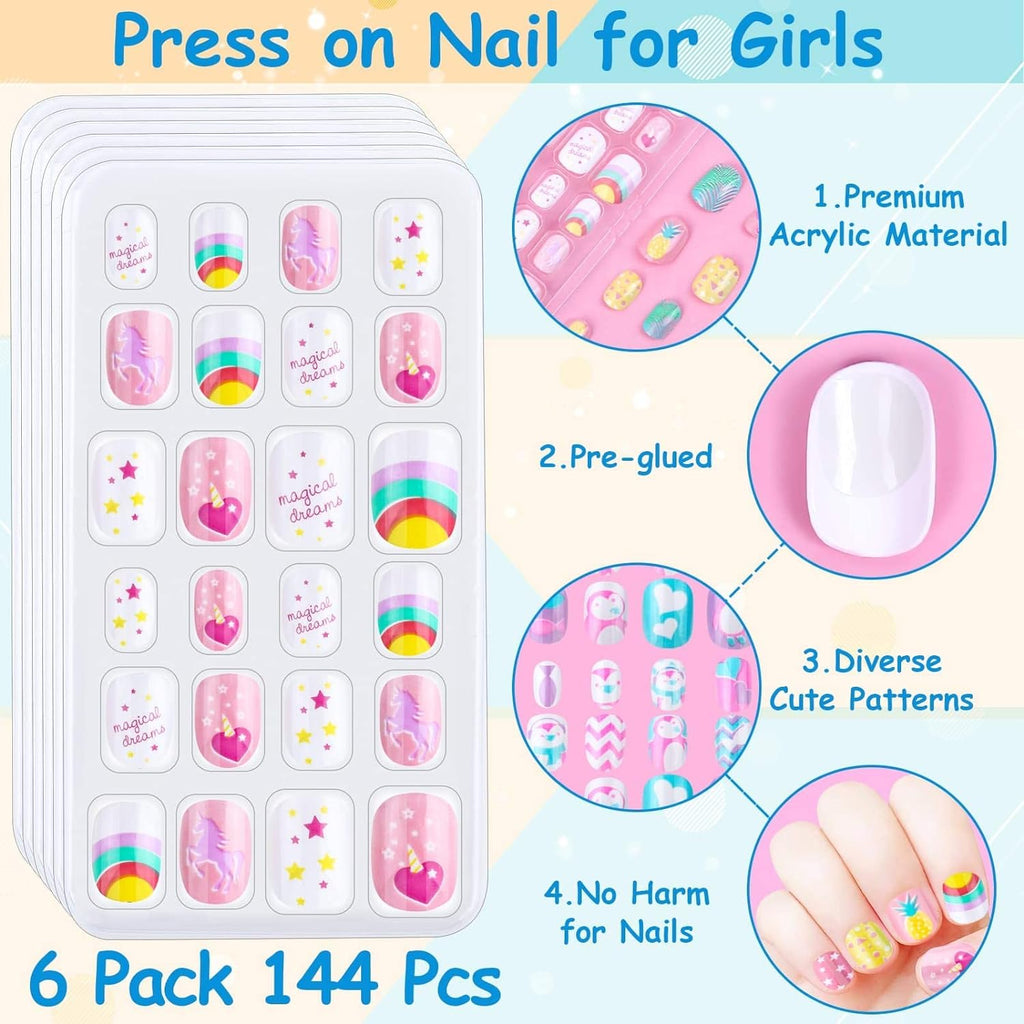 144 Pieces Cheap Press On Nails, The Best Press On Nails Pre Glue Full Cover Short Acrylic Nails