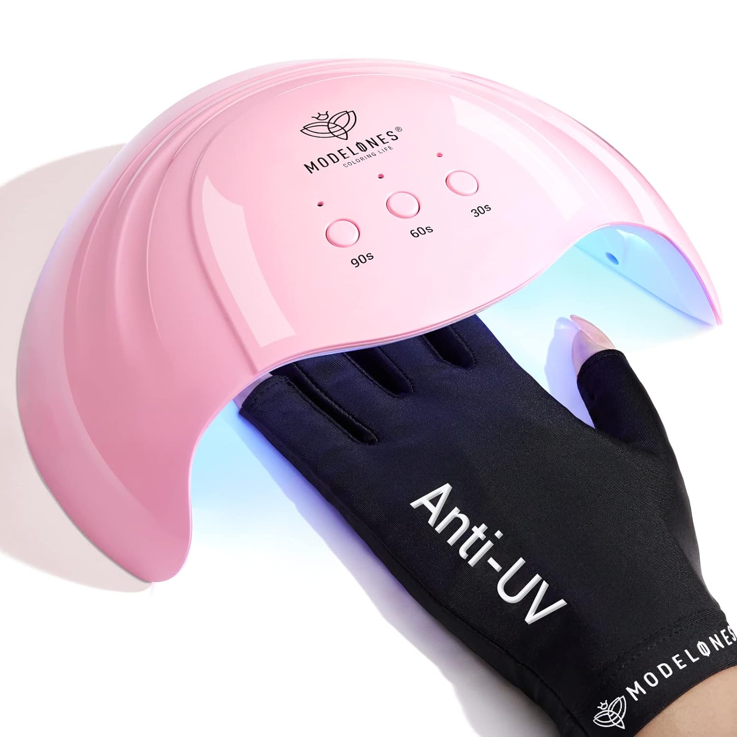 UV Light Lamp Nails 48 W Nail Dryer with 3 Timer Settings Nail Polish Dryer for Gel Nails with UV Gloves
