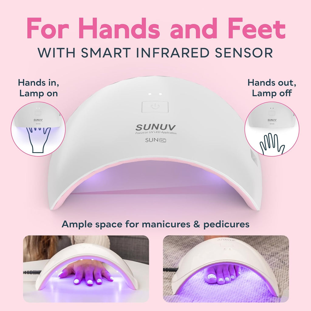 Professional UV Nail Lamp with Sensor 2 Timers Nail Dryer Machine for Gel Nail Polish Best LED Nail Lamp Pink
