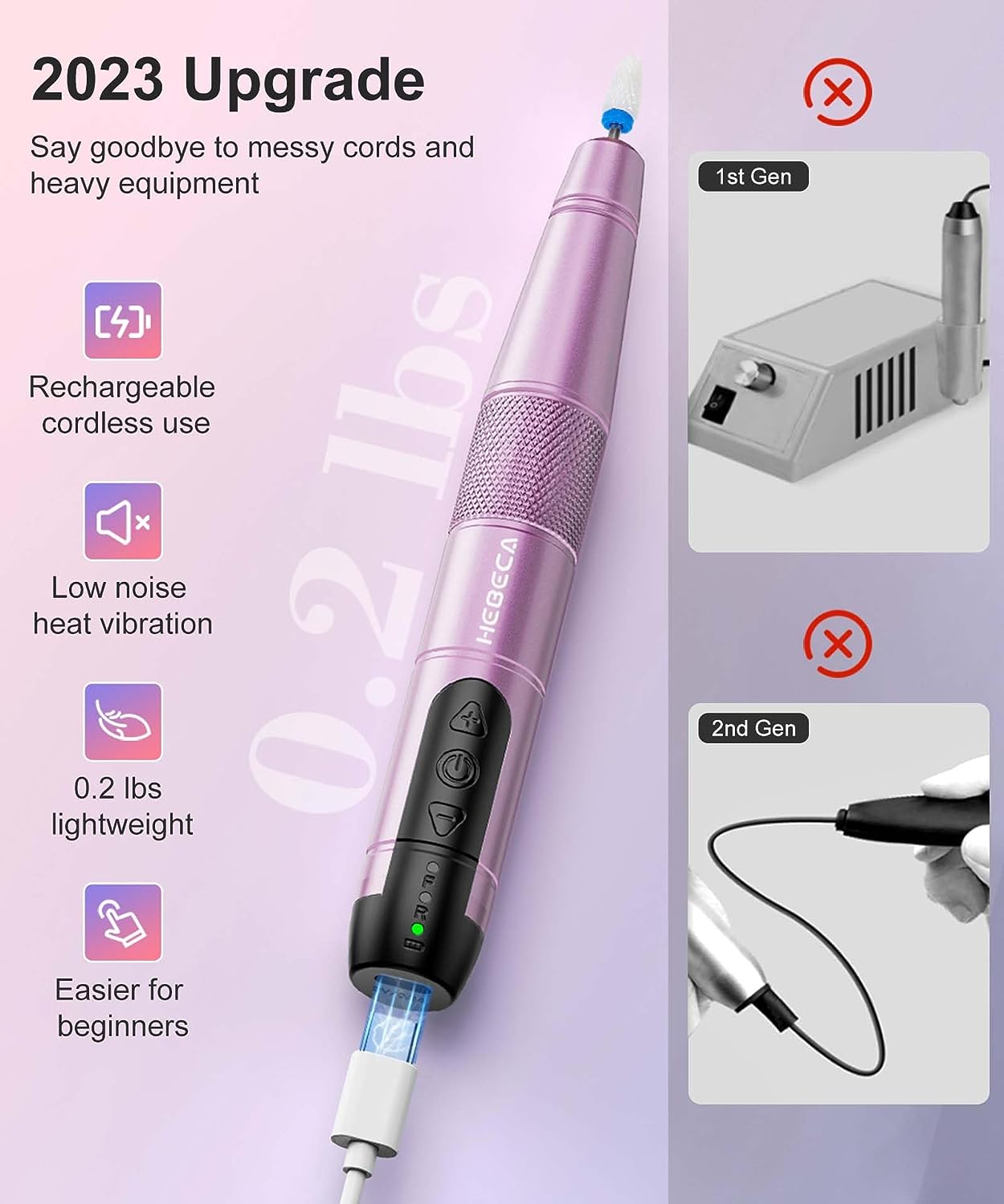 Cordless Drill Pedicure Acrylic Nail Kit Drill, 12in1 Electric Nail File Buffer Drill Machine for Acrylic Gel Nails