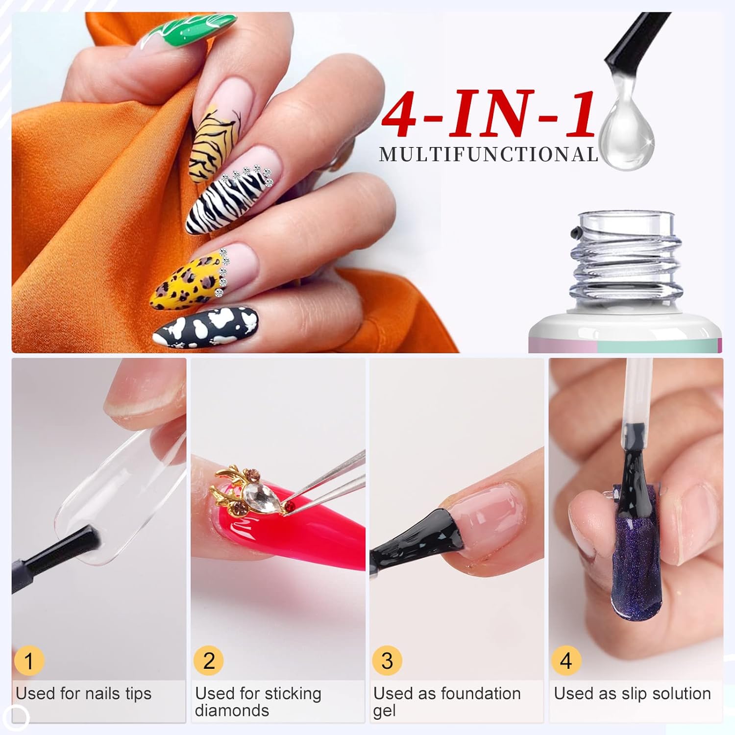 Extra Strong Nail Glue 15ML, Nail Glue Gel Uv for Press Ons, Cheap Nail Glue Long Lasting Nail Tips