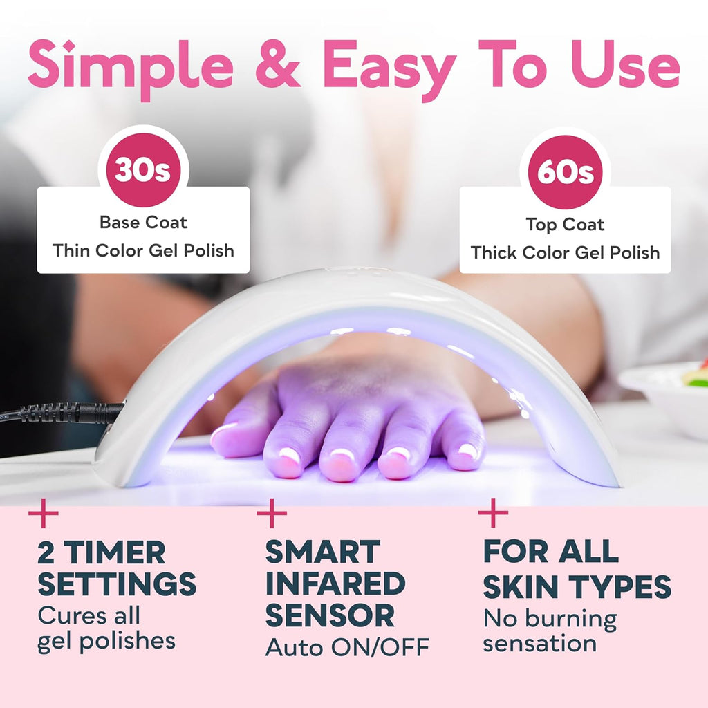 Professional UV Nail Lamp with Sensor 2 Timers Nail Dryer Machine for Gel Nail Polish Best LED Nail Lamp Pink