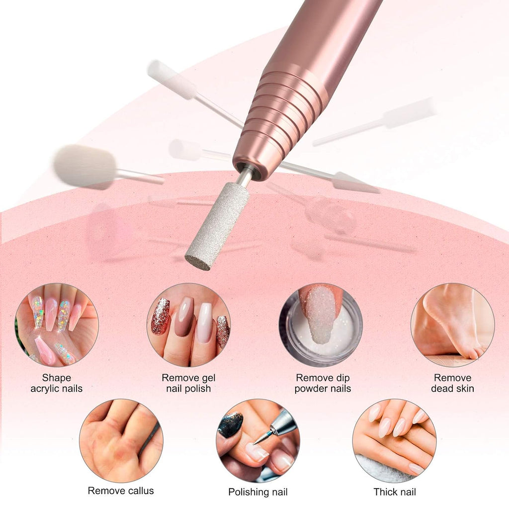 Portable Nail Drill Machine 11 in 1 Kit,Efile Nail Drill Set for Acrylic Gel Nails, Manicure Pedicure Tool with Nail Drill Bits