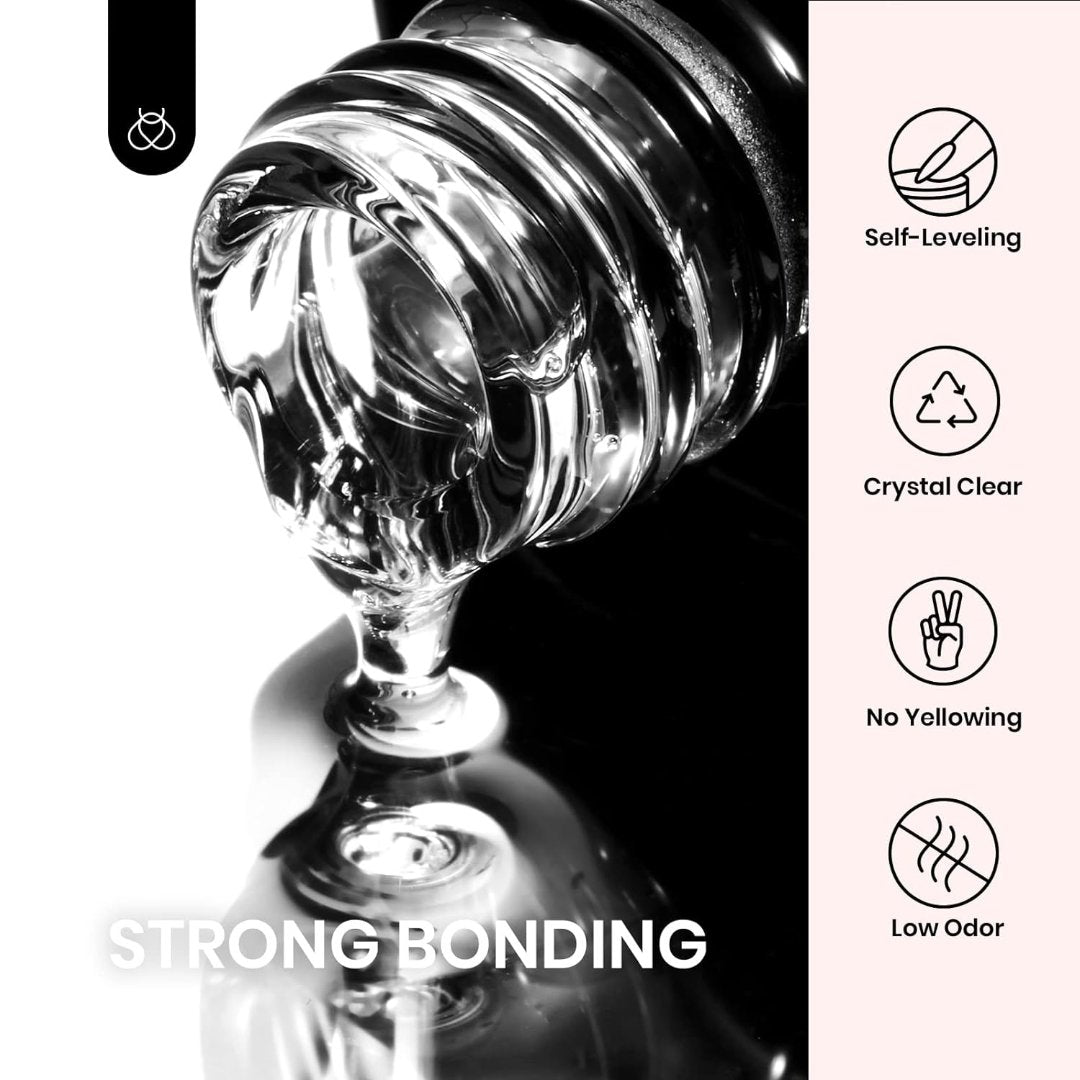 5 In 1 Gel Nail Glue and Base Gel Kit for Acrylic Nails,2 Pcs 15ml Brush on Nail Glue