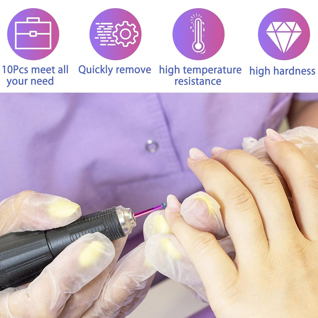 Pedicure Drill Bits10Pcs, 3/32 inch Tungsten Carbide Nail Drill Bit Set, Medicool Drill Bitswith 75Pcs File Sanding Bands