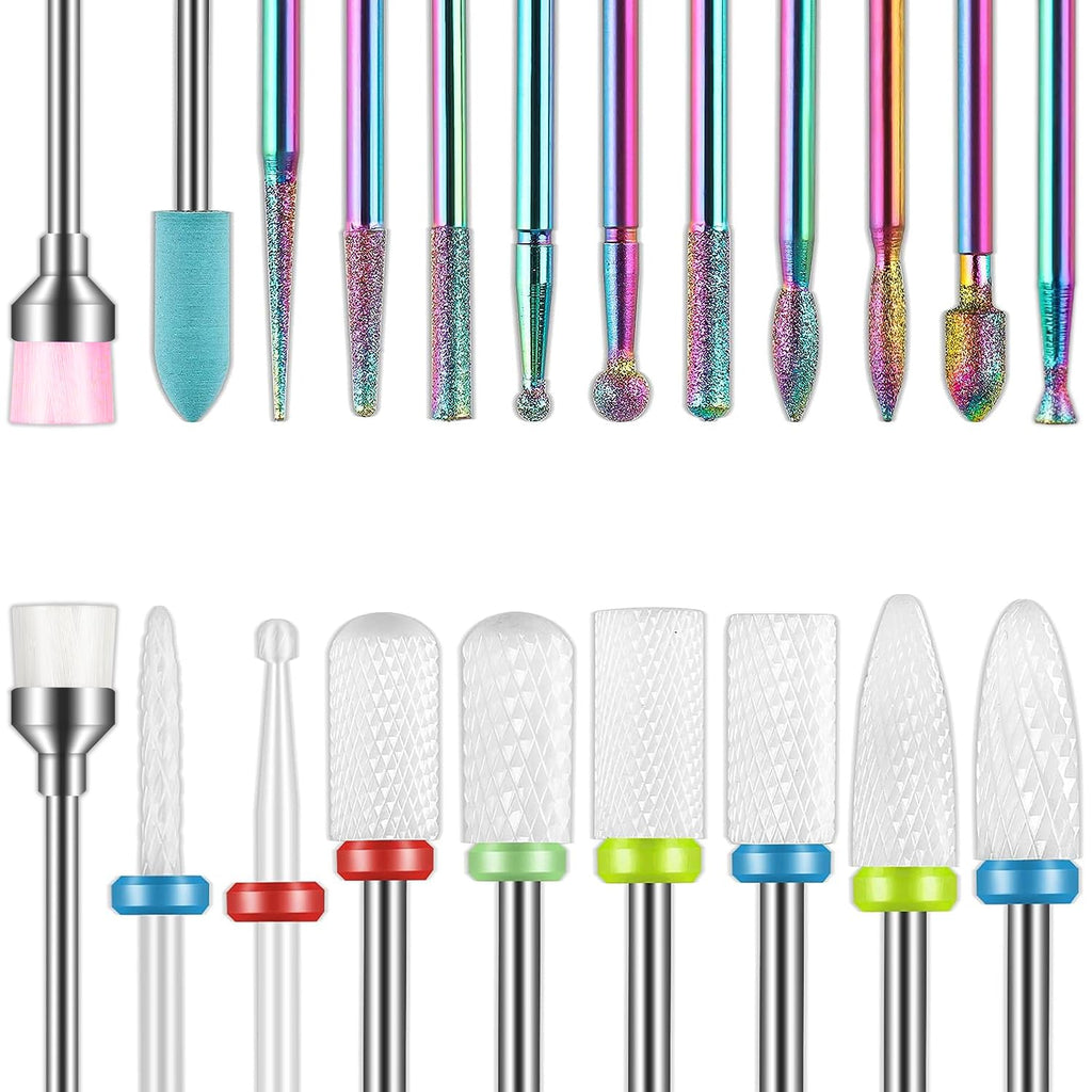 Electric Nail Buffer 21pcs Bits Sets, Nail Efile Bit Kit for Acrylic Nails, Electric Nail Drill Machine for Manicure Pedicure