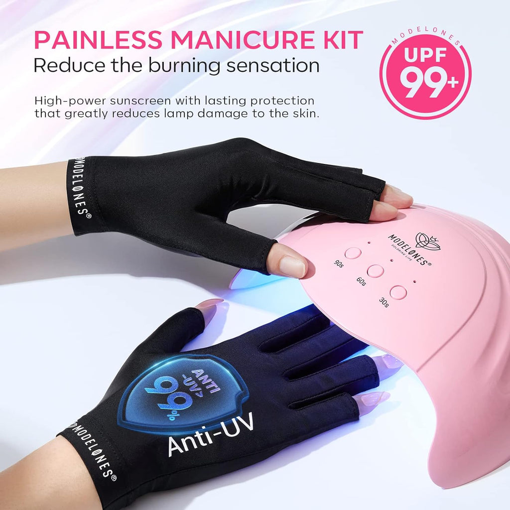 UV Light Lamp Nails 48 W Nail Dryer with 3 Timer Settings Nail Polish Dryer for Gel Nails with UV Gloves