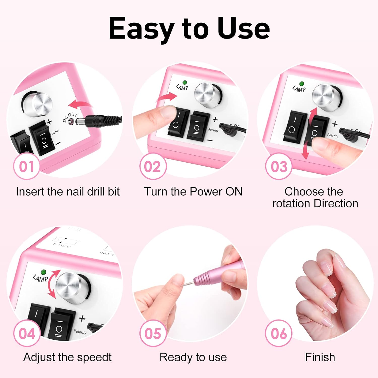 Professional Electric Nail File Nails Kit for Manicure Gel, Professional Nail Drill Machine with Sanding Bands