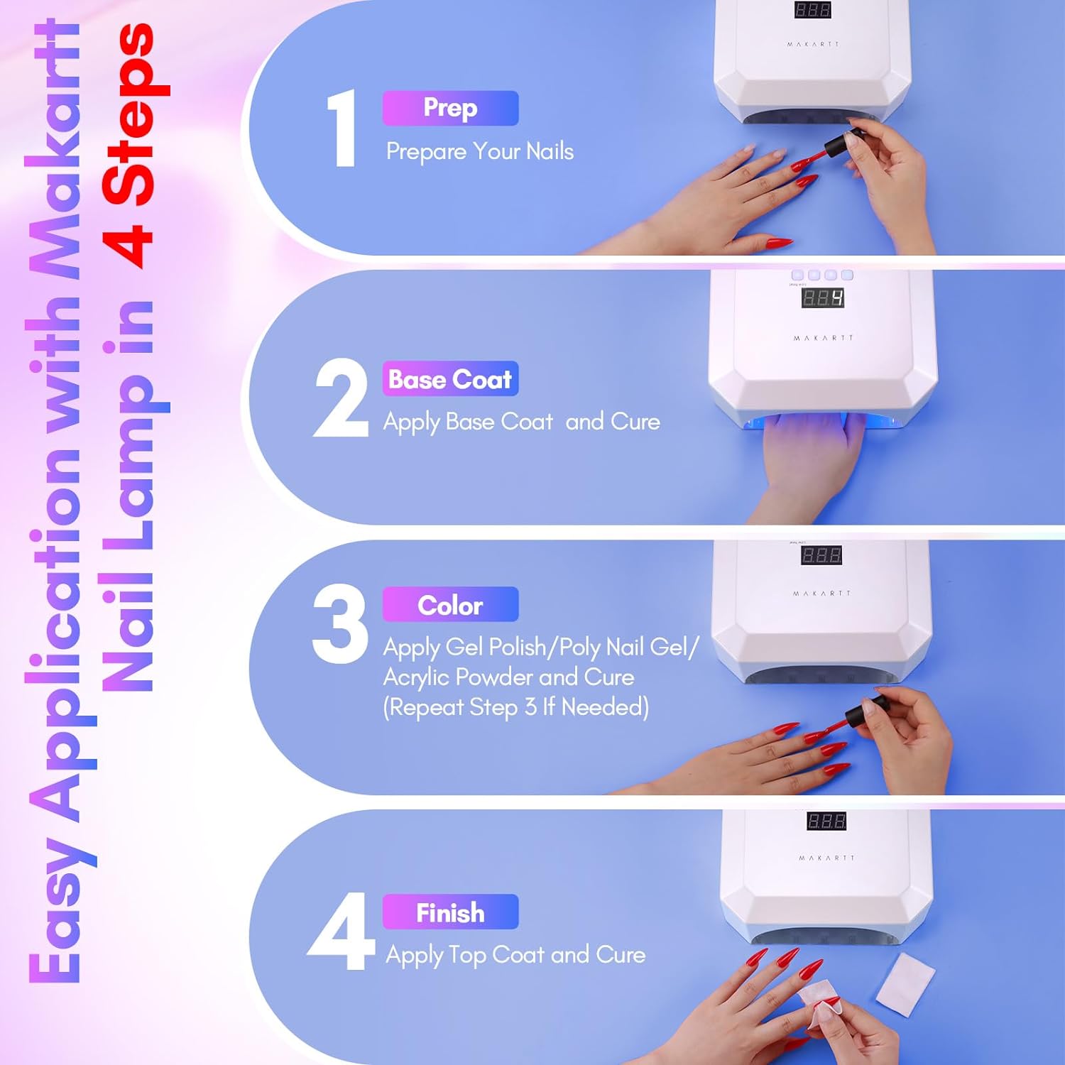 36W Rechargeable Nail LED Light Lamp with 4 Timer Settings, UV Nail Lamp Best LCD Display