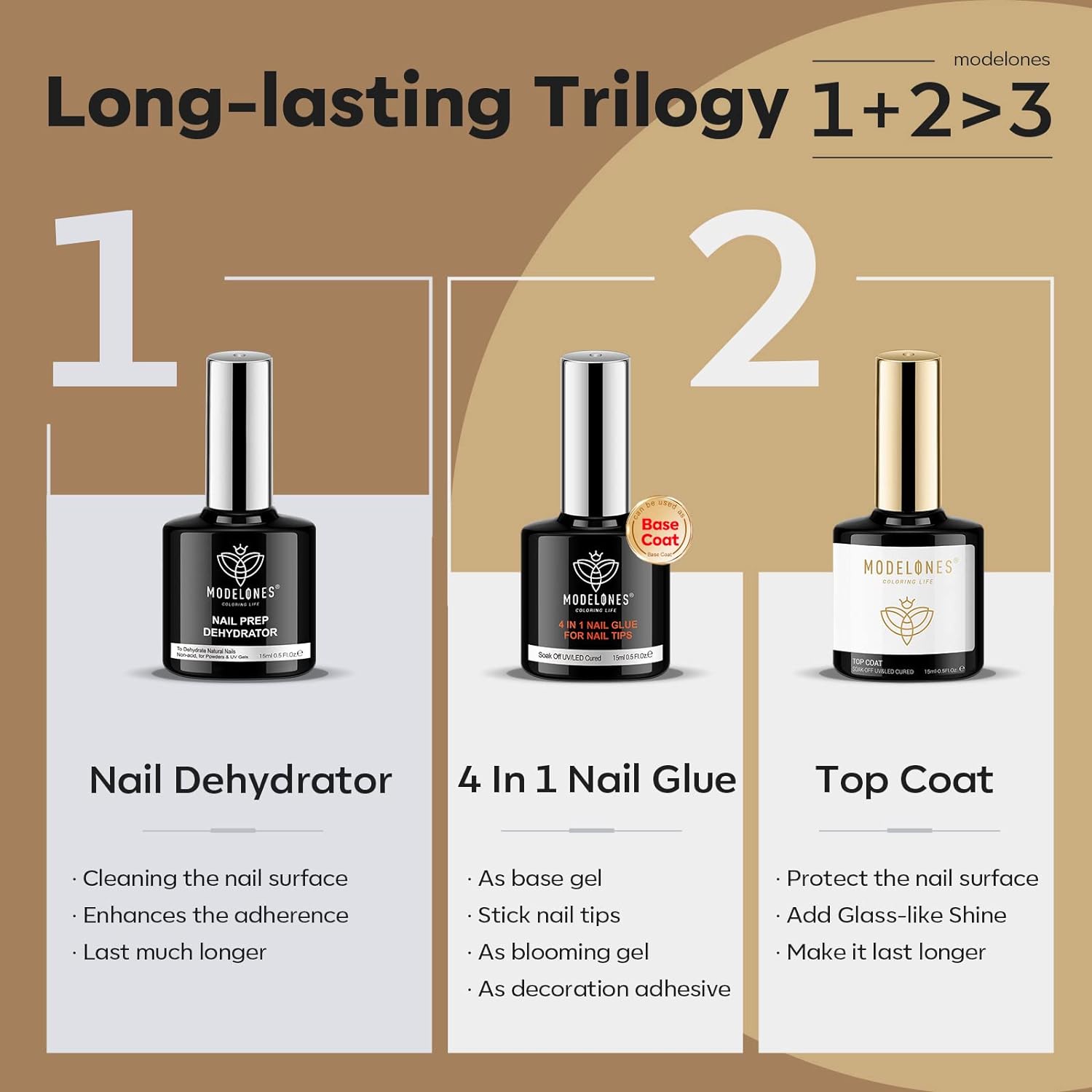 Best Nail Glue For Broken Natural Nails 15ml, Best Gel X Nail Glue4 in 1, Super Strong Nail Glue For Nail Tips