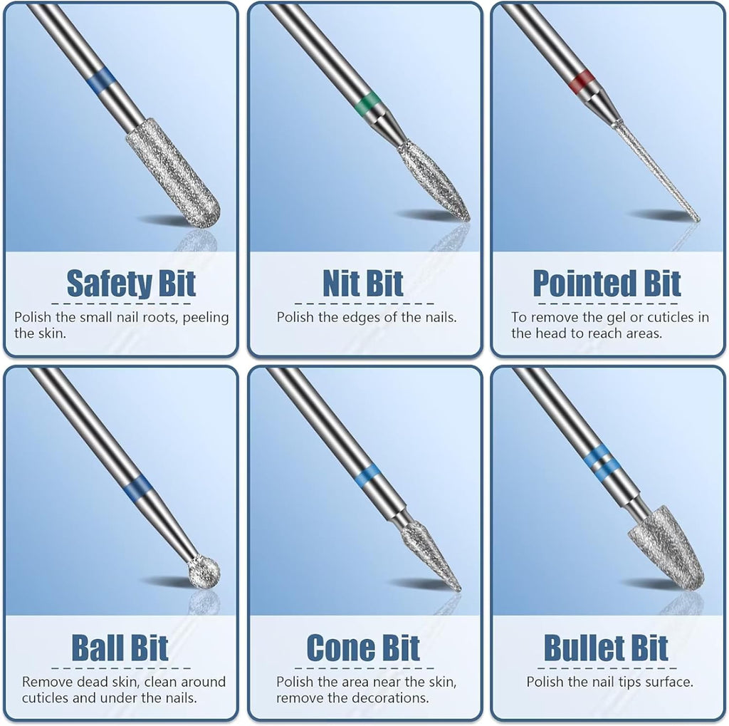 Electronic File For Nails 13PC Bits Set, Drill Bits for Nails, Safety Nail Drill Bits for Women Nails Tools