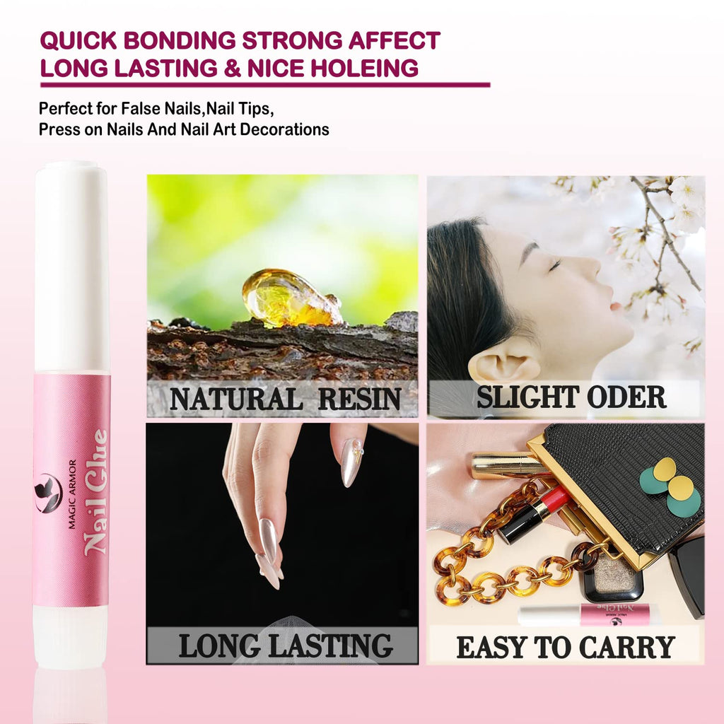 Nail Charm Glue For Nail Tips, 15 PCS Glue For Split Nails, The Best Nail Glue For Press On Nails