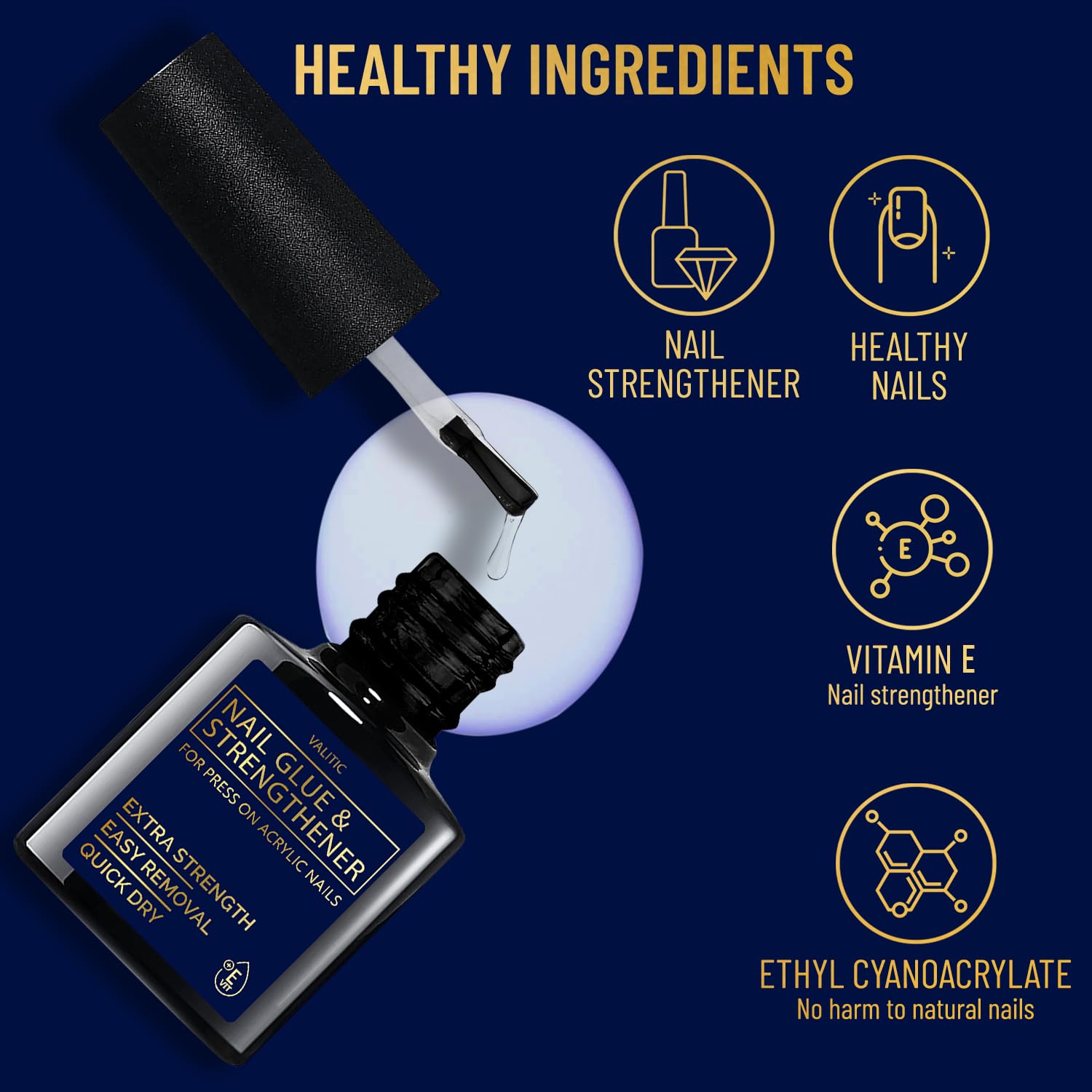 Gel Curing Glue for Long Lasting Nails, Gel Polish Nail Glue for False Nails, Professional Nail Glue for Acrylic Nails