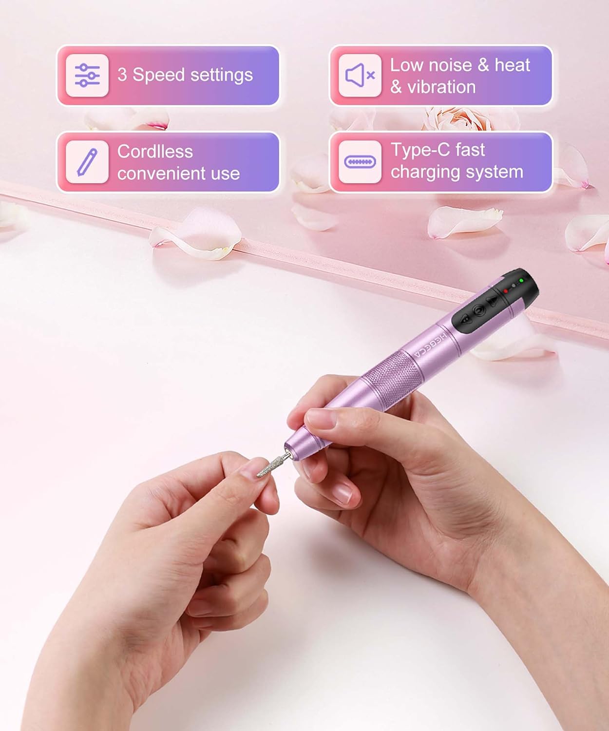 Cordless Drill Pedicure Acrylic Nail Kit Drill, 12in1 Electric Nail File Buffer Drill Machine for Acrylic Gel Nails