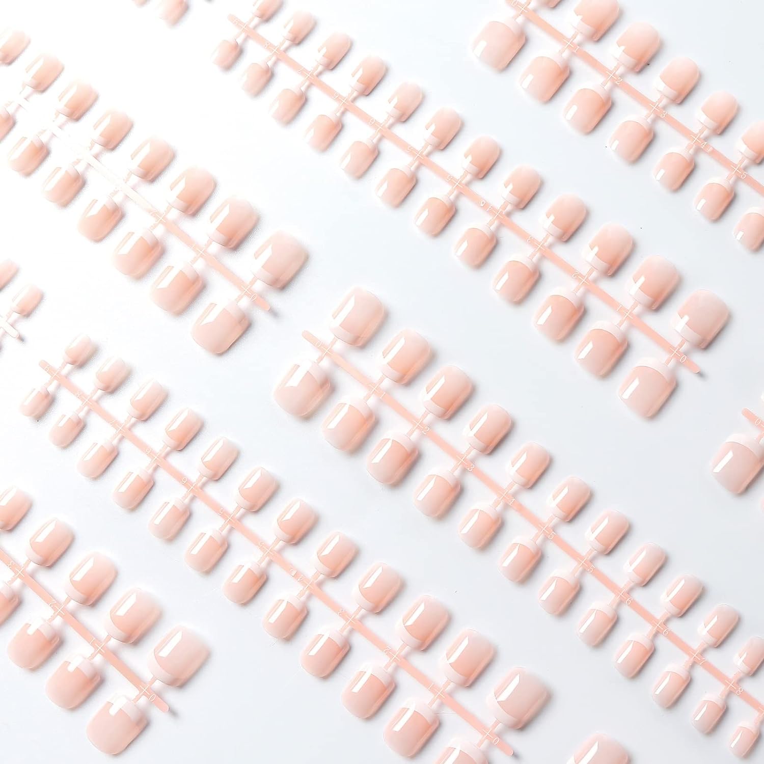 French Manicure Press On Nails 240 Pcs, Best Short Press On Nails for Girls, Full Cover Press On Nails 12 Size