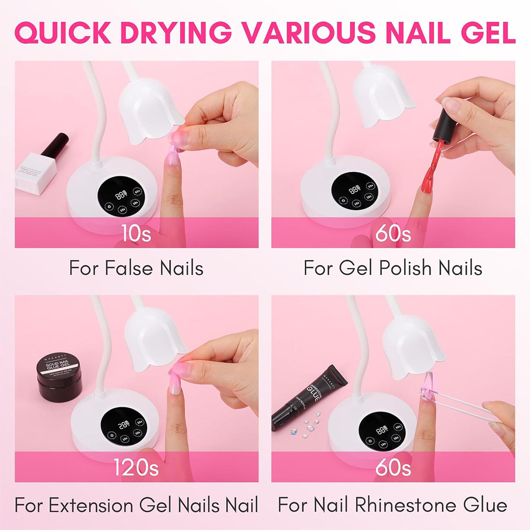 Best Mini UV Nail Lamp 10W Rechargeable Gel Lamp Nail Polish Dryer Machine with Auto Sensor & 4 Timer