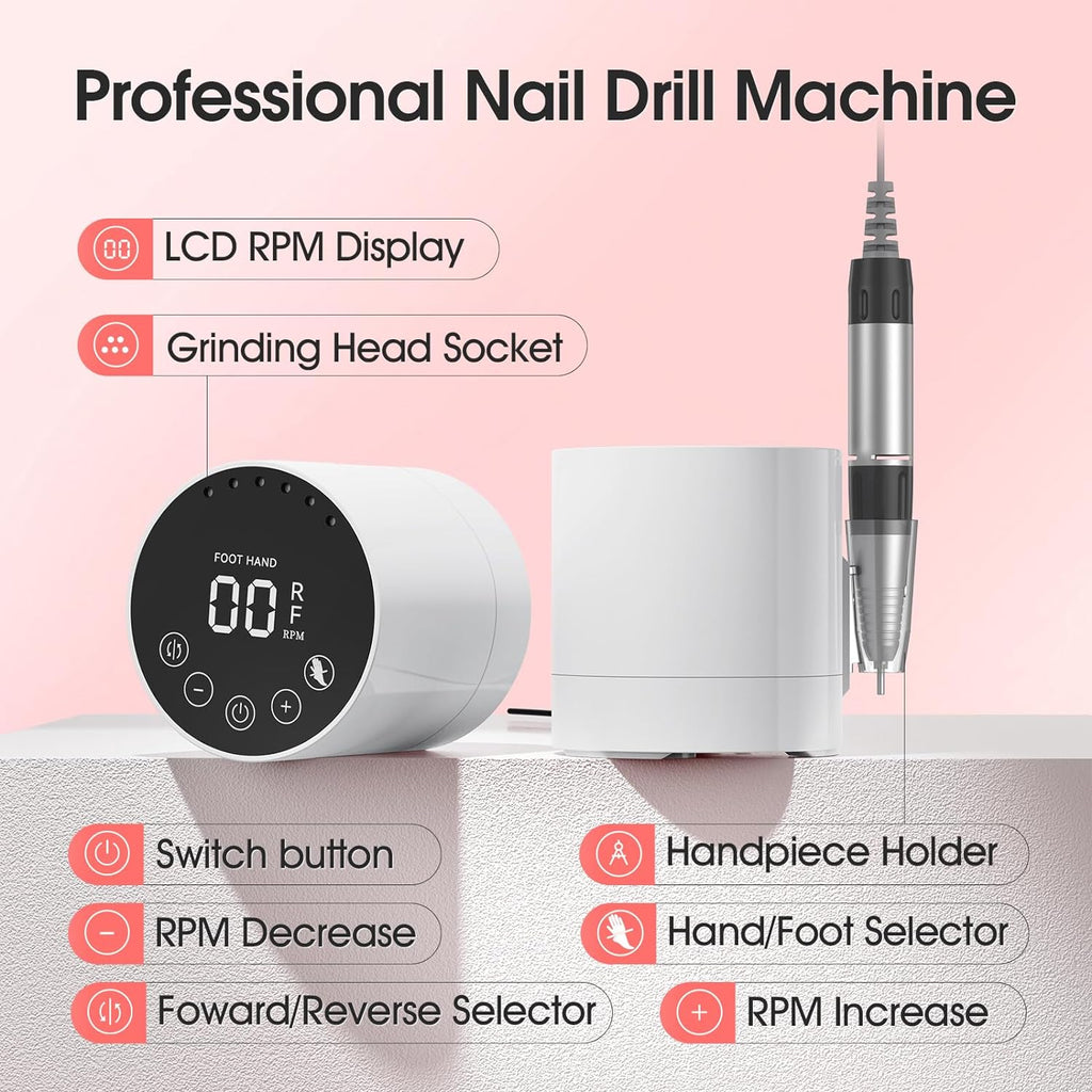 Best Electric Nail Drill 11 in 1 Kit, 35000 RPM Acrylic Nail File, Electric Nail File Near Me Remove Nail Gel