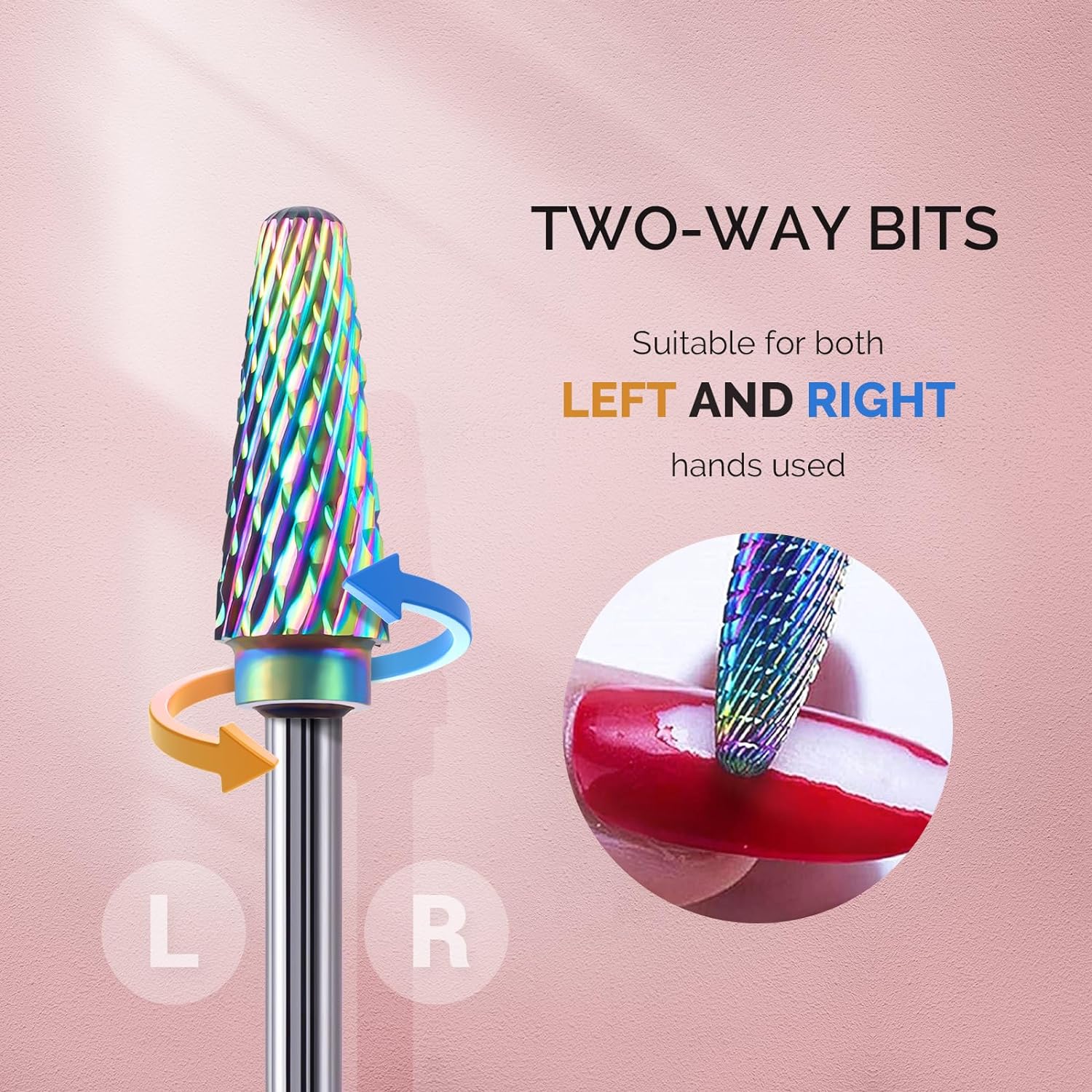 Kit Nail Drill 10pcs Tungsten Carbide Nail Bits for Nail Drill E-file, 3/32 inch Bits Manicure Pedicure Remover Tools