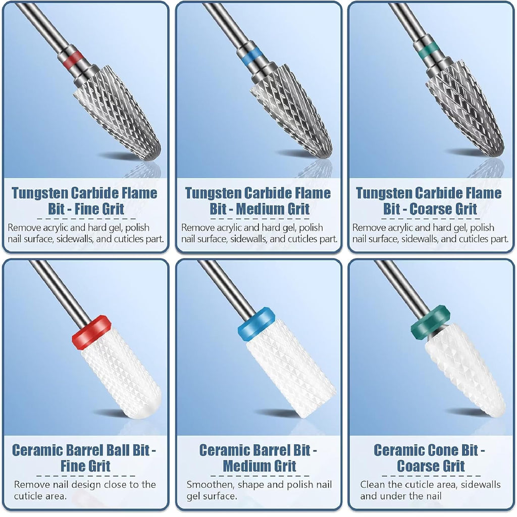 Electronic File For Nails 13PC Bits Set, Drill Bits for Nails, Safety Nail Drill Bits for Women Nails Tools