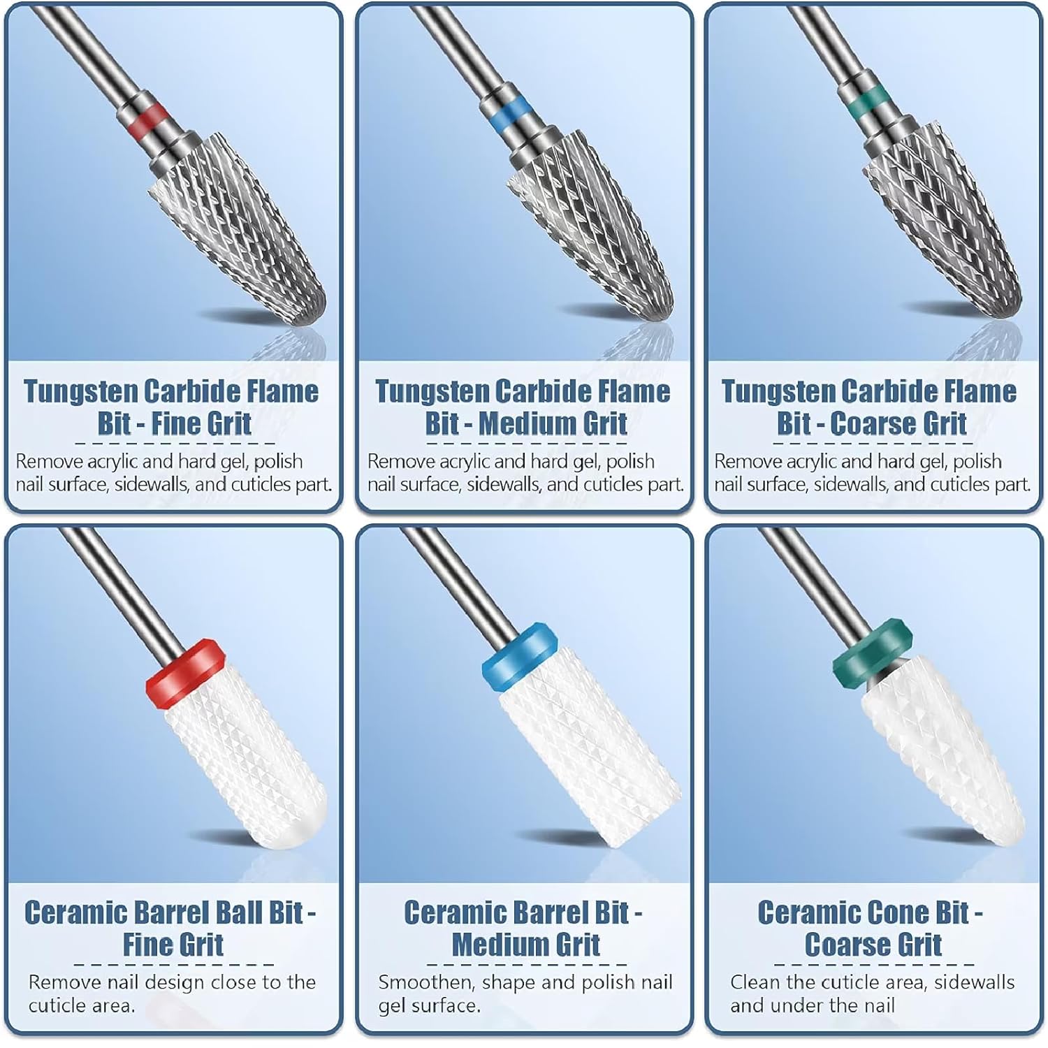 Electronic File For Nails 13PC Bits Set, Drill Bits for Nails, Safety Nail Drill Bits for Women Nails Tools