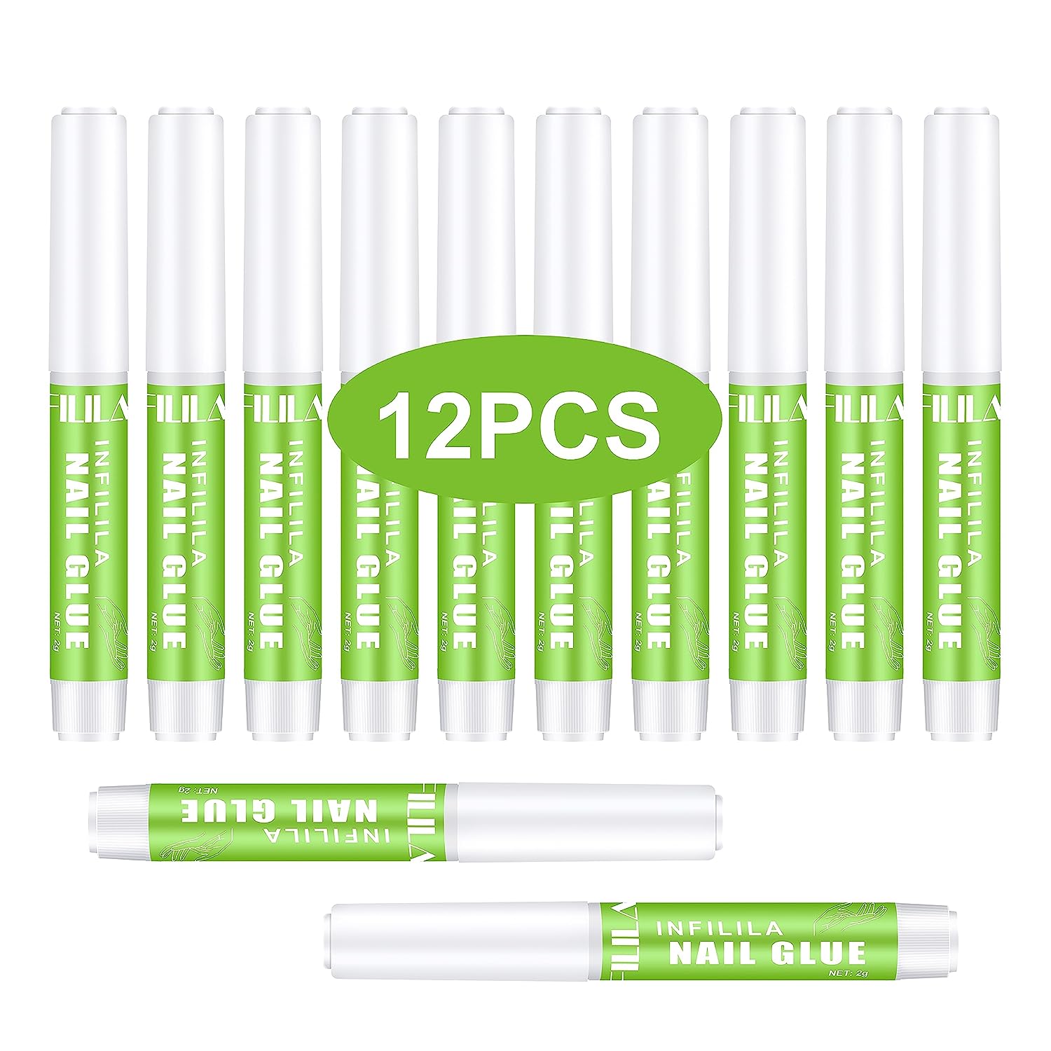 Nail Repair Glue For Nail Tips, 12 PCS Nail Glue for Acrylic Nails, The Best Nail Glue for False Nails Tips 0.07OZ/PCS