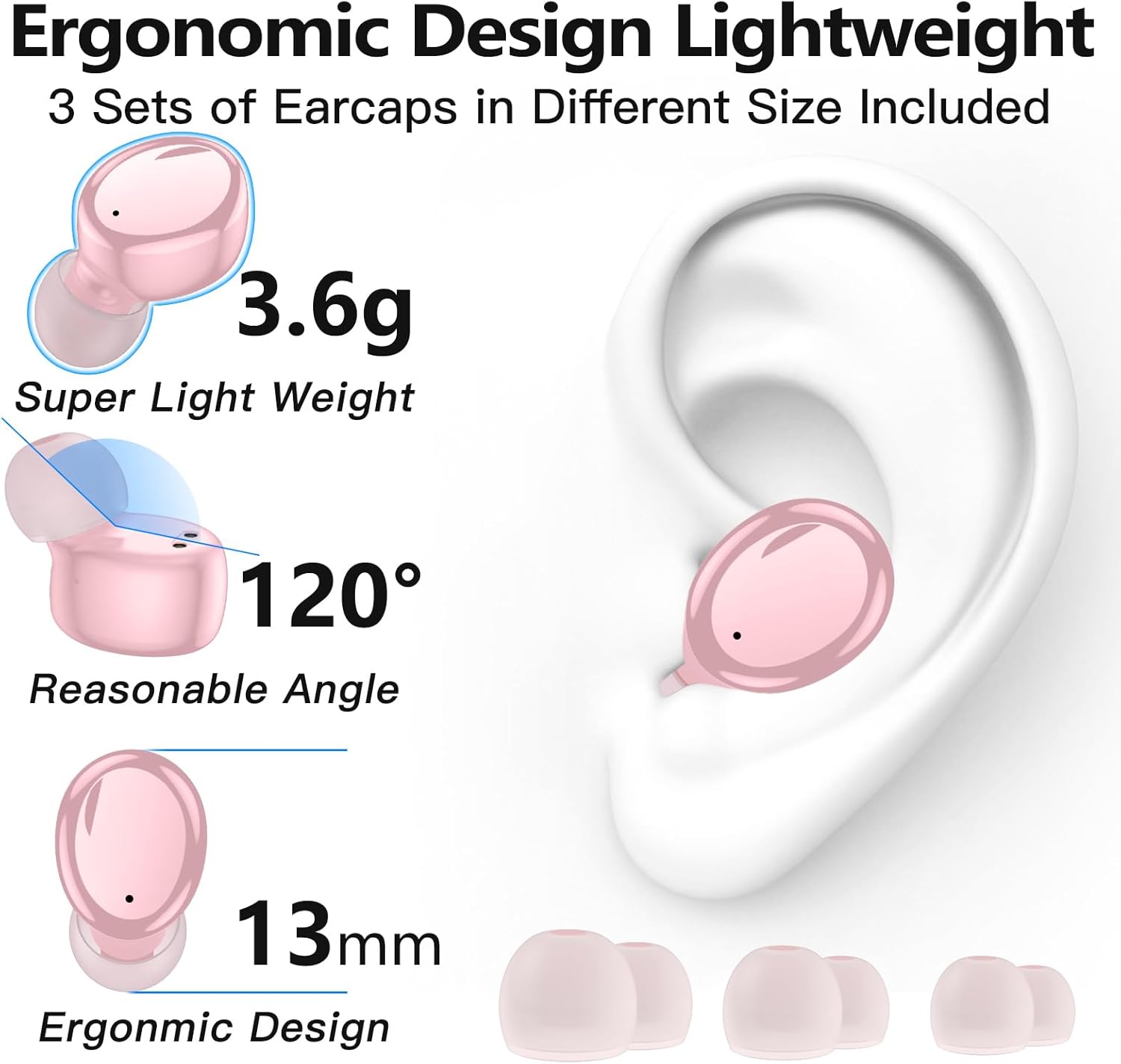 Best Wireless Bluetooth 5.3 Earbuds for Women – Deep Bass, Clear Calls, Pink
