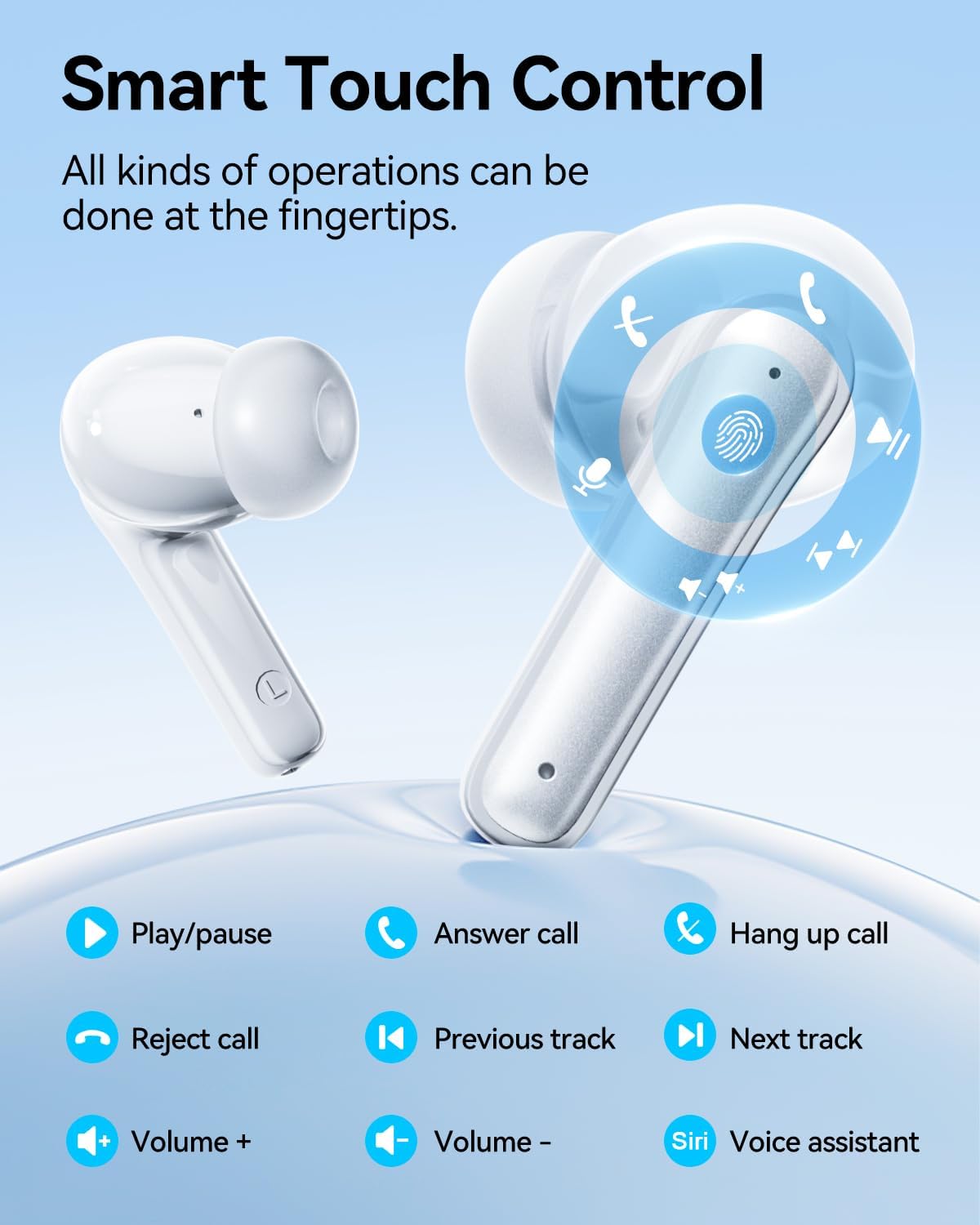 Bluetooth 5.3 Earbuds for Phone & Tablet – Clear Sound, 40H Playtime, Waterproof