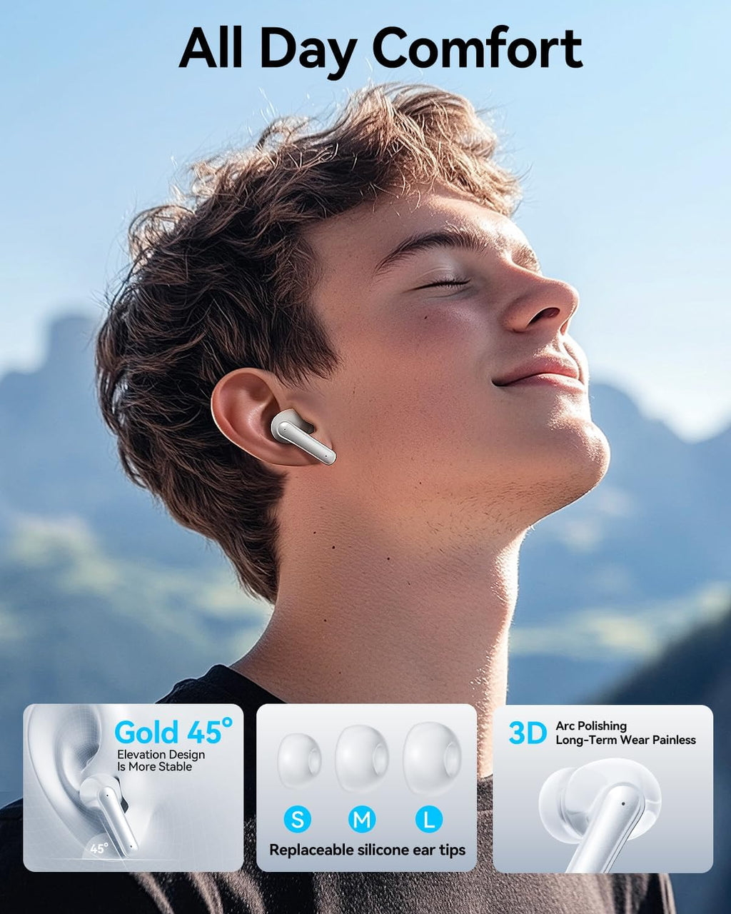 Bluetooth 5.3 Earbuds for Phone & Tablet – Clear Sound, 40H Playtime, Waterproof