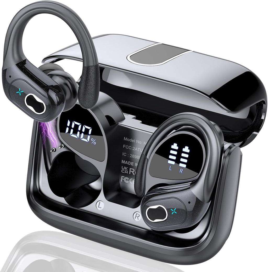 Wireless Noise Cancelling Earbuds, Running Earbuds with Earhooks 75H Playtime, IPX7