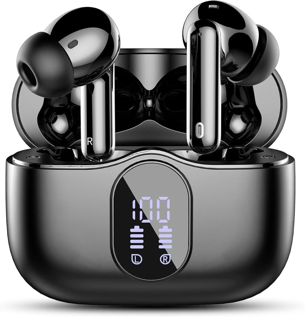 Ear Buds with Noise Cancelling Mic, 36H Playtime & IP7 Waterproof, Black