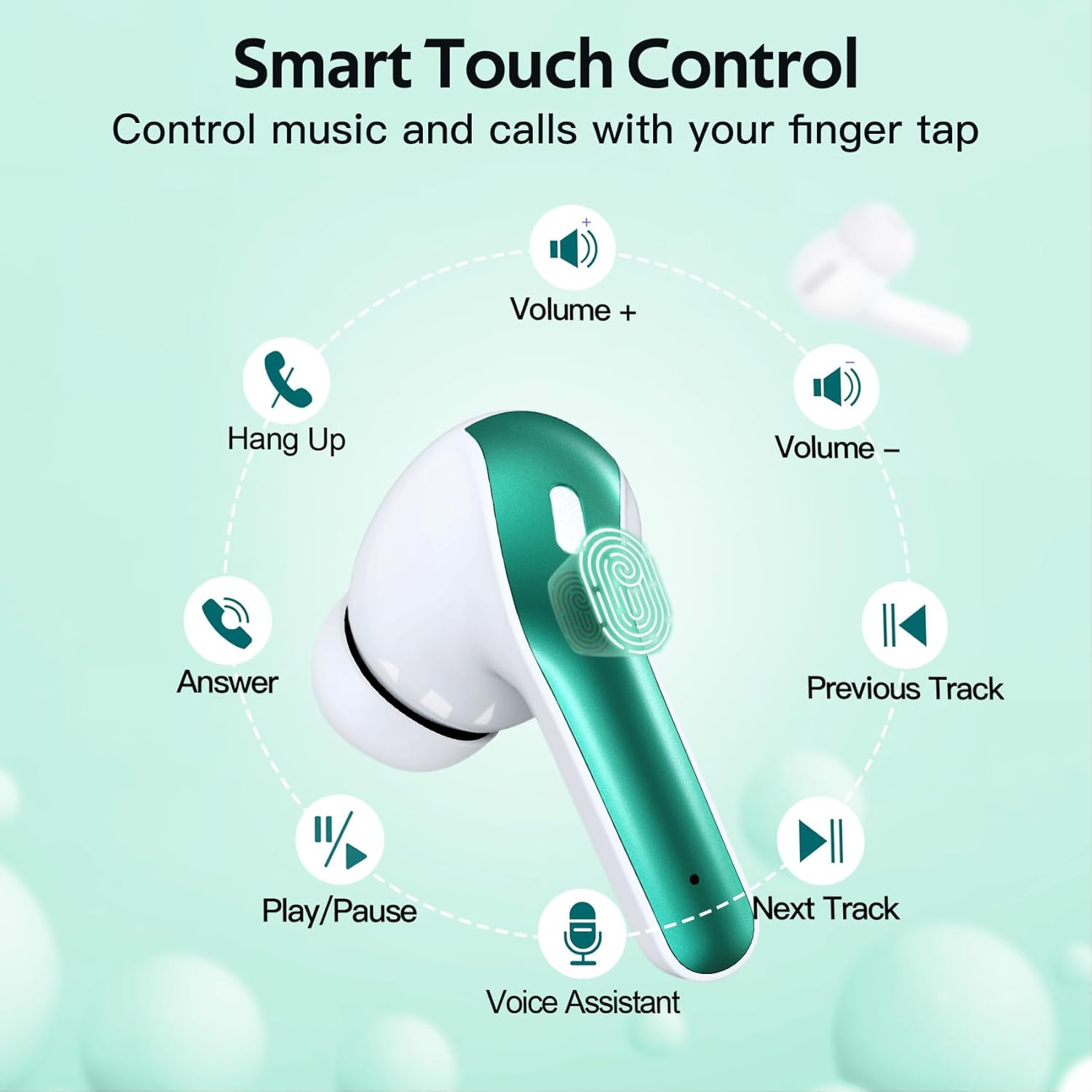 Earbuds Wireless Noise Cancelling 60H Playback, Wireless Charging Case