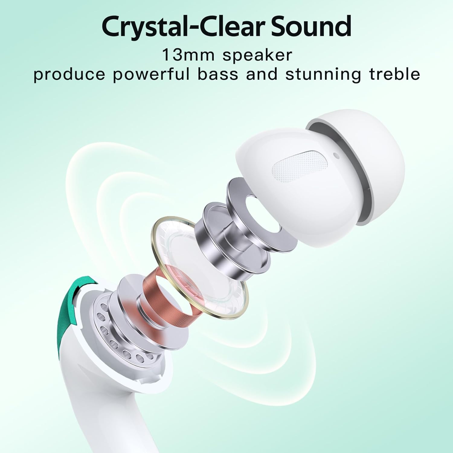 Earbuds Wireless Noise Cancelling 60H Playback, Wireless Charging Case