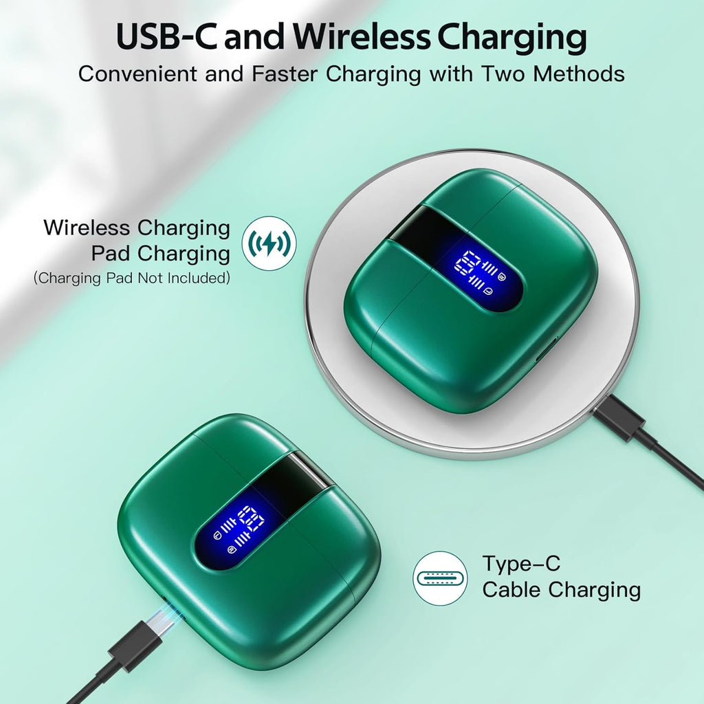 Earbuds Wireless Noise Cancelling 60H Playback, Wireless Charging Case