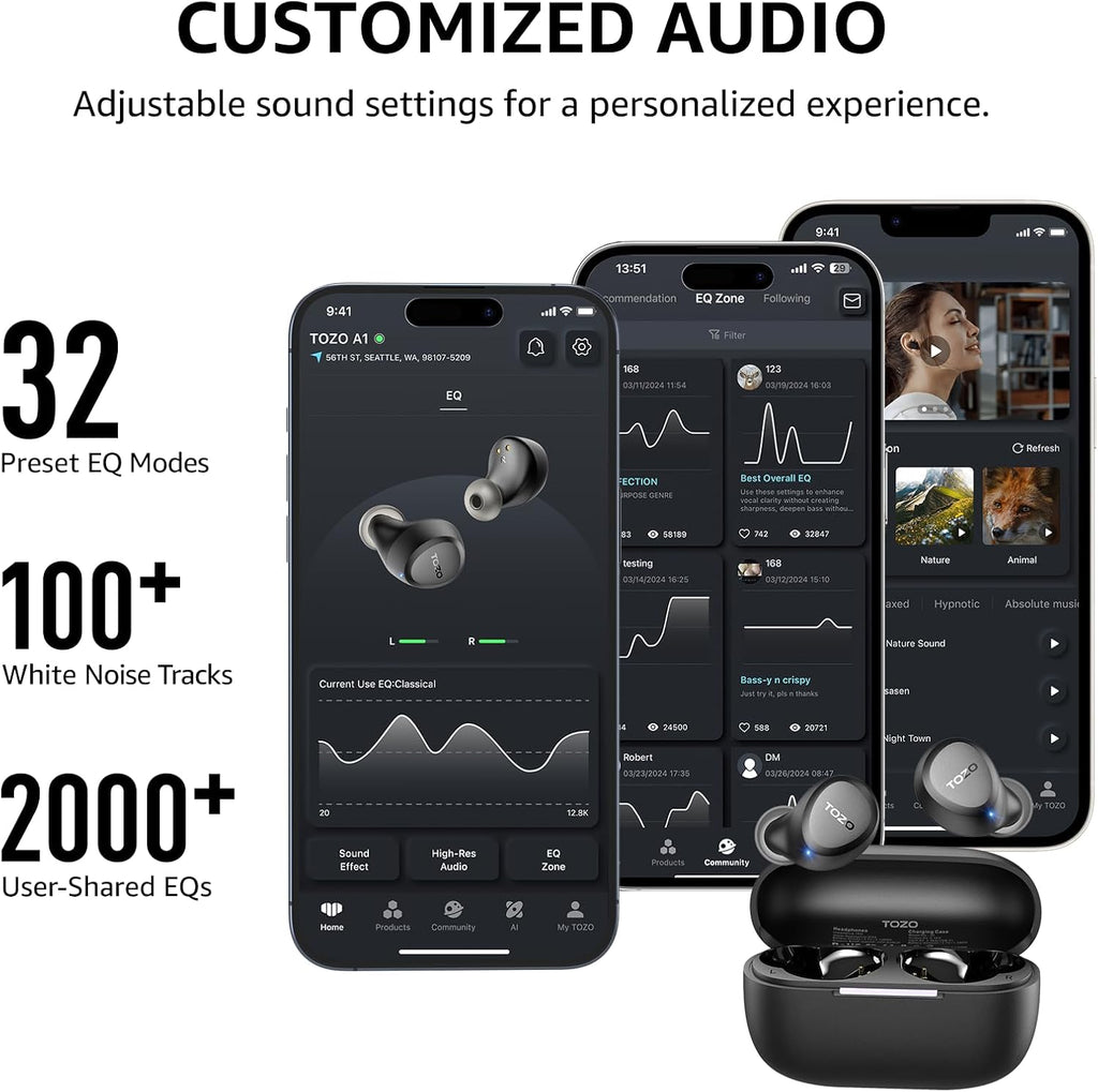 Lightweight Bluetooth 5.3 Earbuds – Premium Sound, EQ App Control, Mic