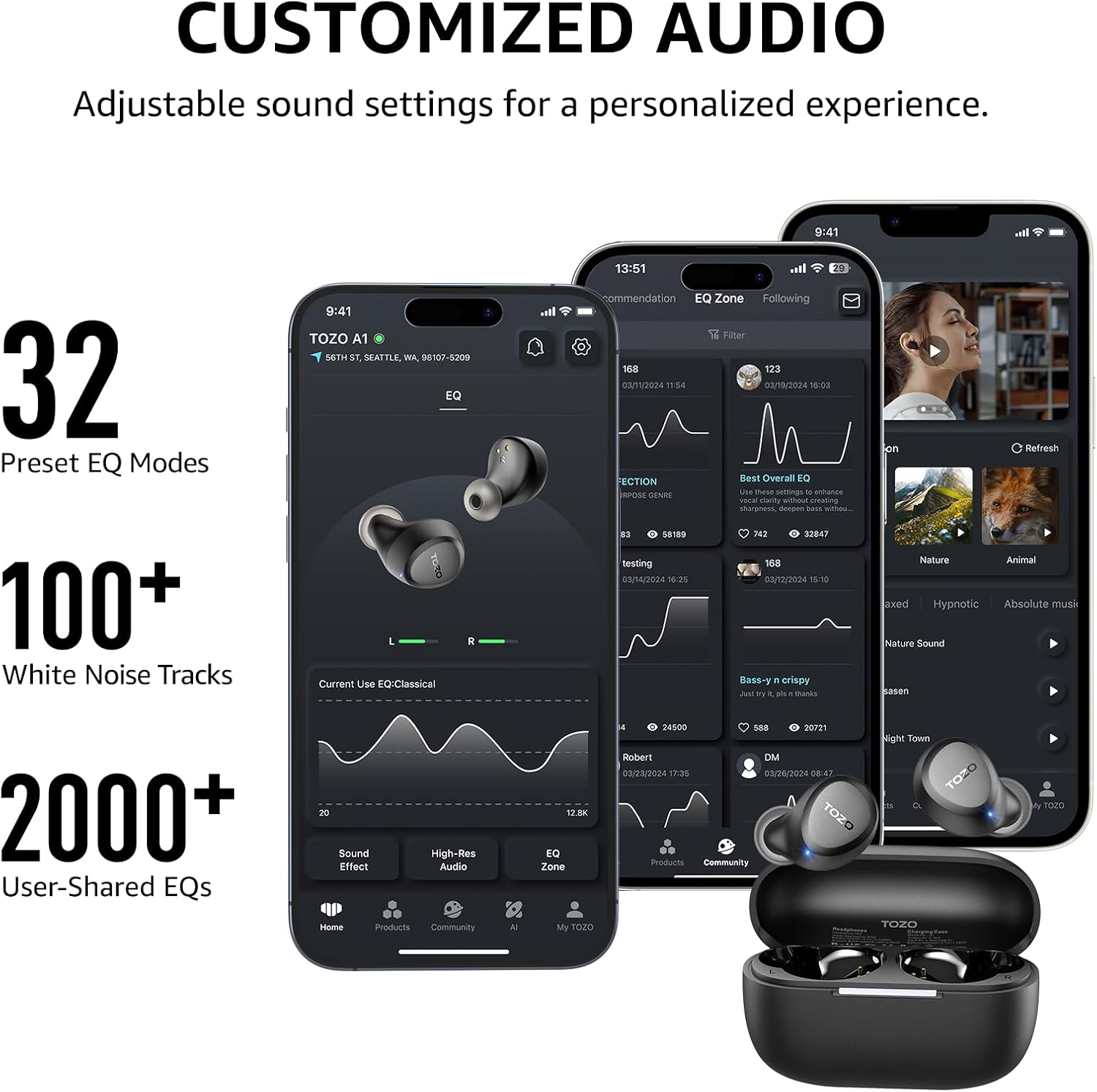 Lightweight Bluetooth 5.3 Earbuds – Premium Sound, EQ App Control, Mic