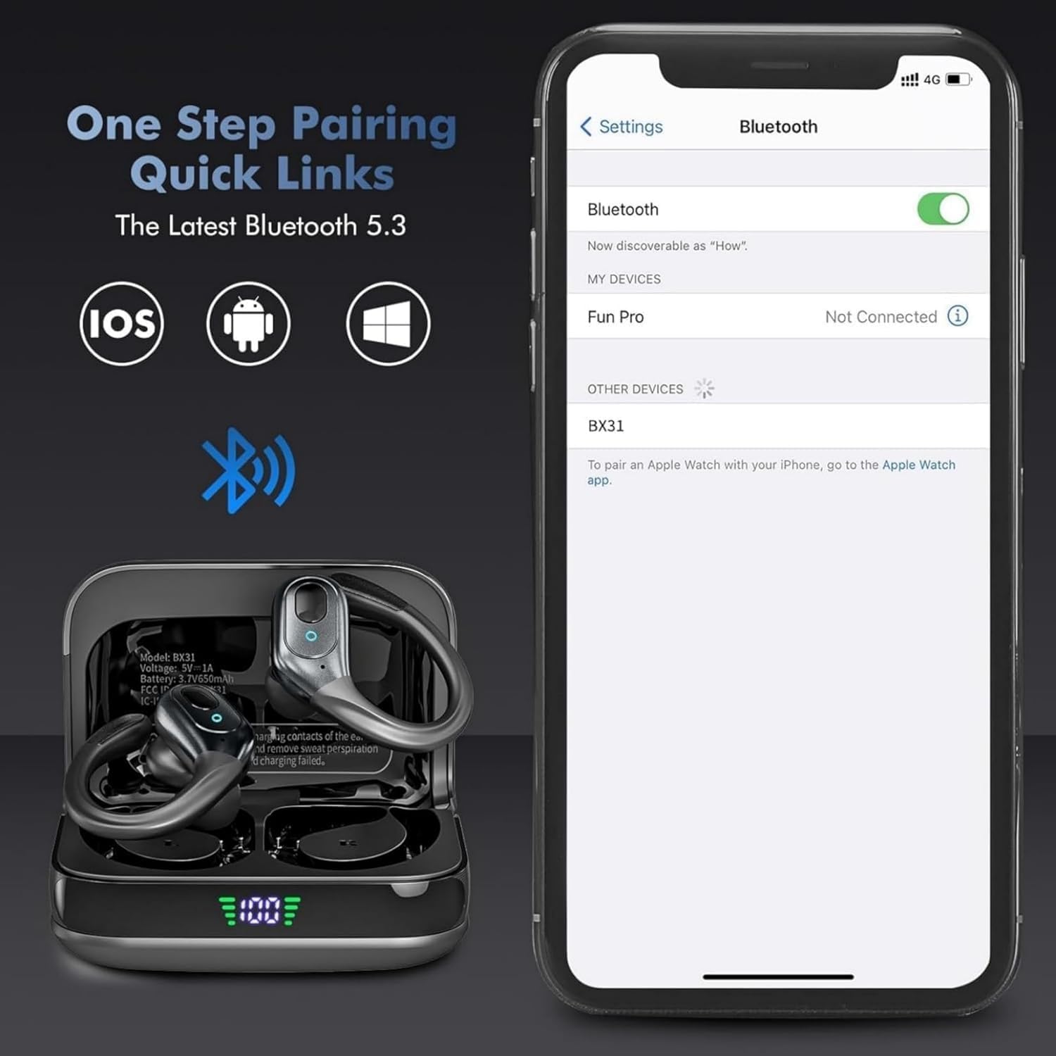 Noise Canceling Bluetooth 5.4 Earbuds – IPX7 Waterproof, LED Display