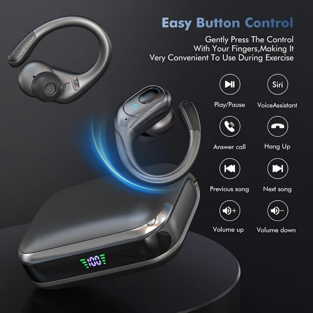 Noise Canceling Bluetooth 5.4 Earbuds – IPX7 Waterproof, LED Display