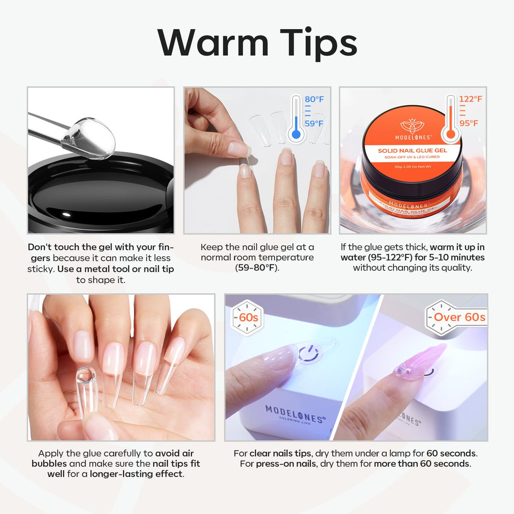 30 g Nail Glue for Gel Nails Long-Lasting Strong Adhesion Solid Gel Nail Glue Need UV Light Cured