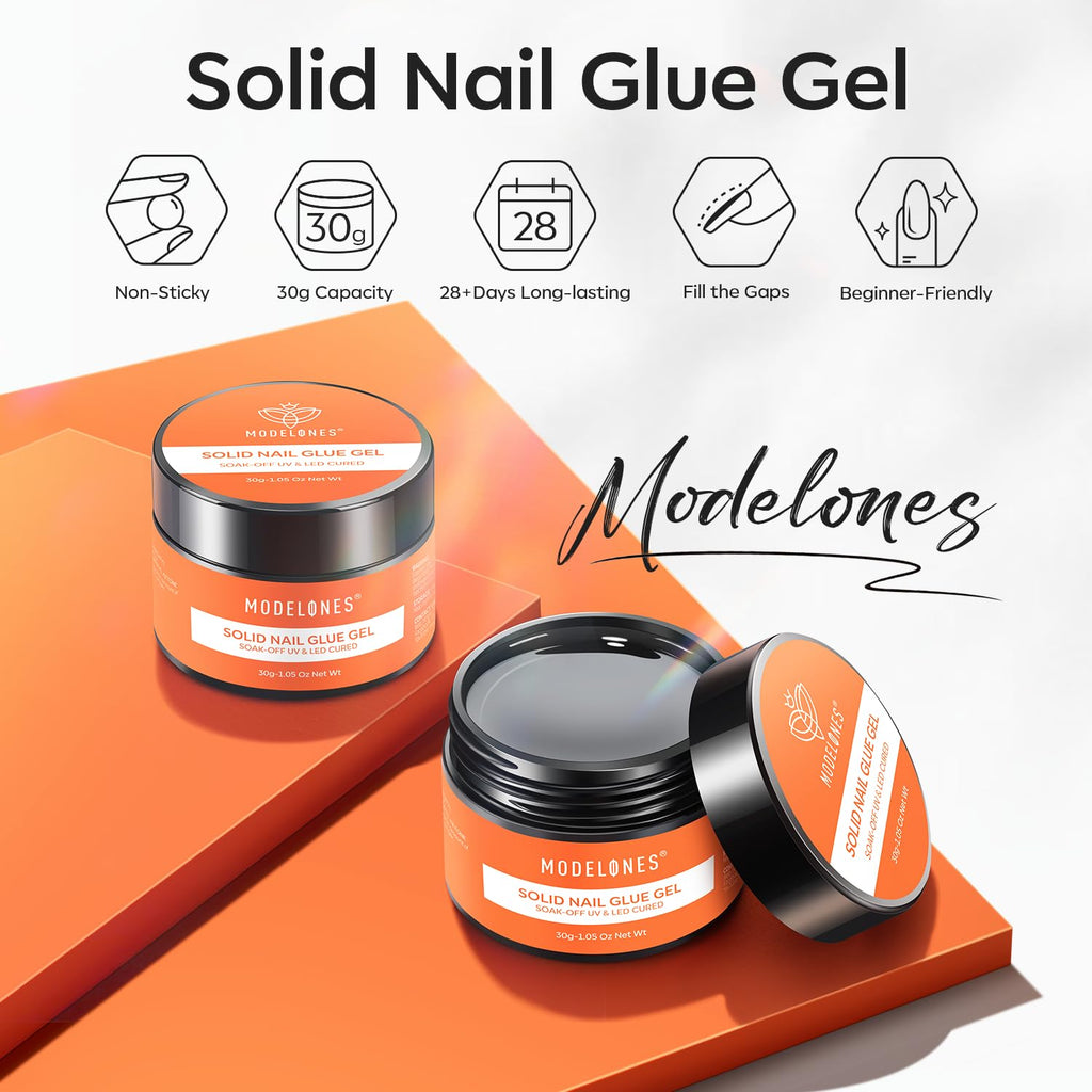 30 g Nail Glue for Gel Nails Long-Lasting Strong Adhesion Solid Gel Nail Glue Need UV Light Cured