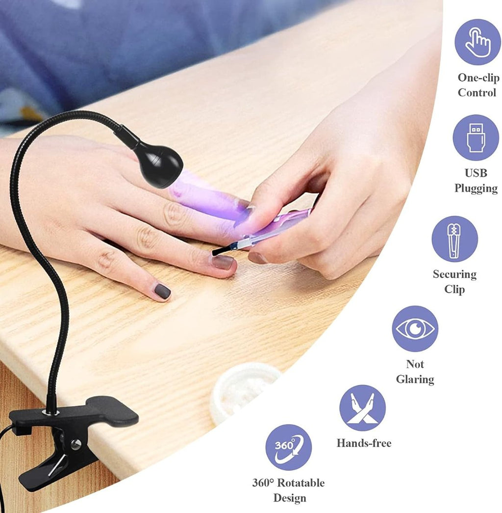 3W UV Nail Lamp Nail Dryer for Regular Nail Polish with Fixed Clip for Nails