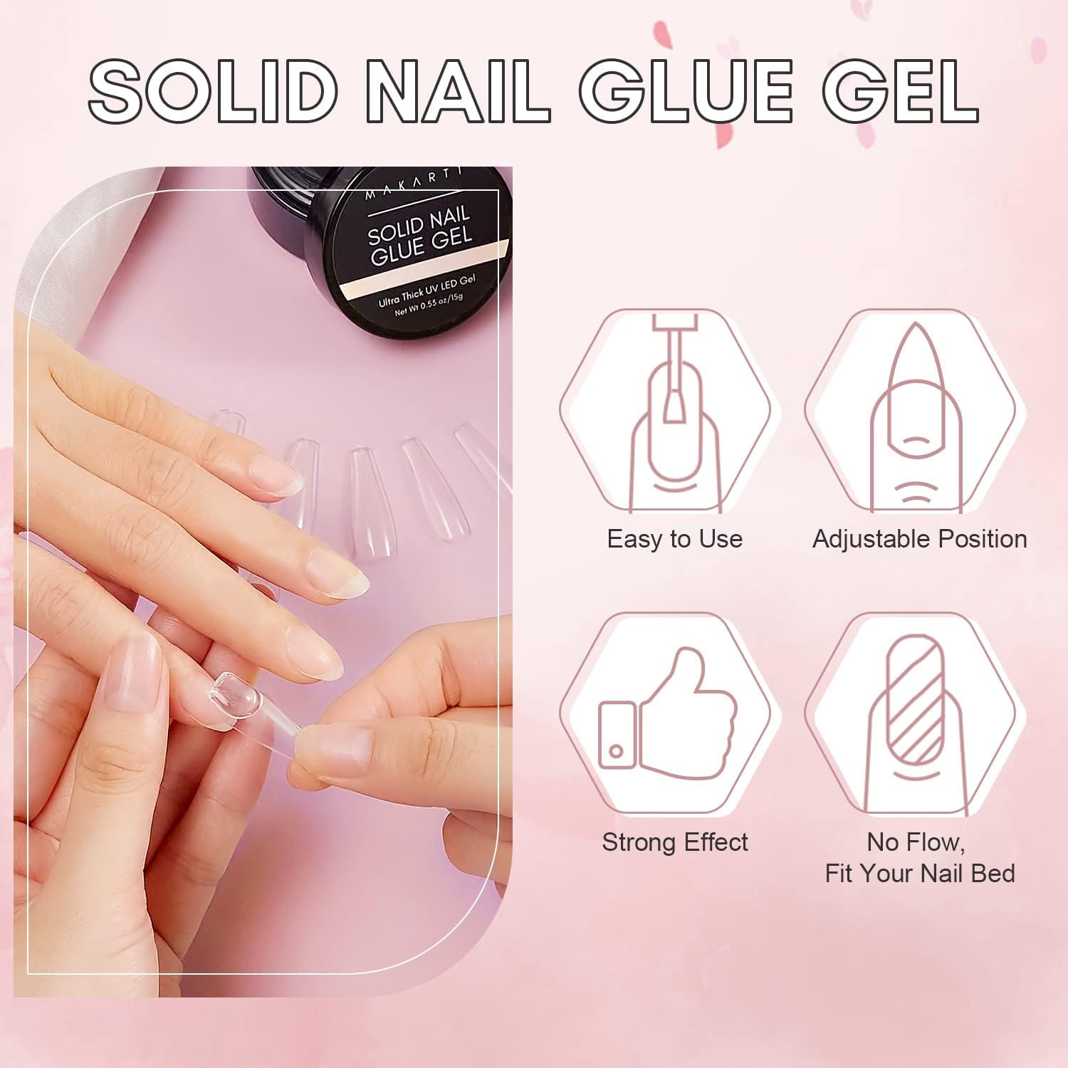 Best Artificial Nail Glue for Press On Nails gel nail glue for Fake Nails Soft Gel Nail Tips 15ML UV Light Cured