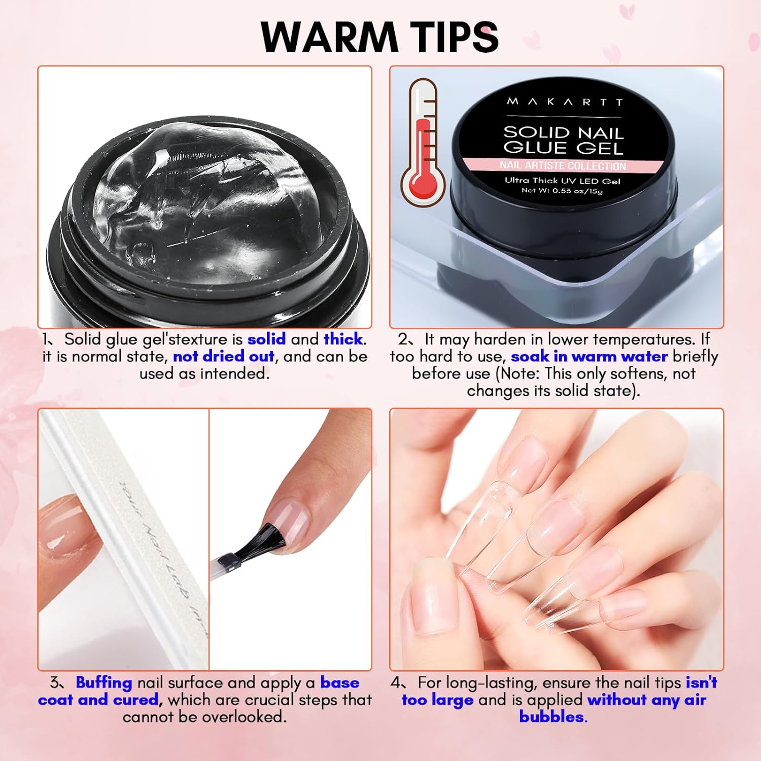 Best Artificial Nail Glue for Press On Nails gel nail glue for Fake Nails Soft Gel Nail Tips 15ML UV Light Cured