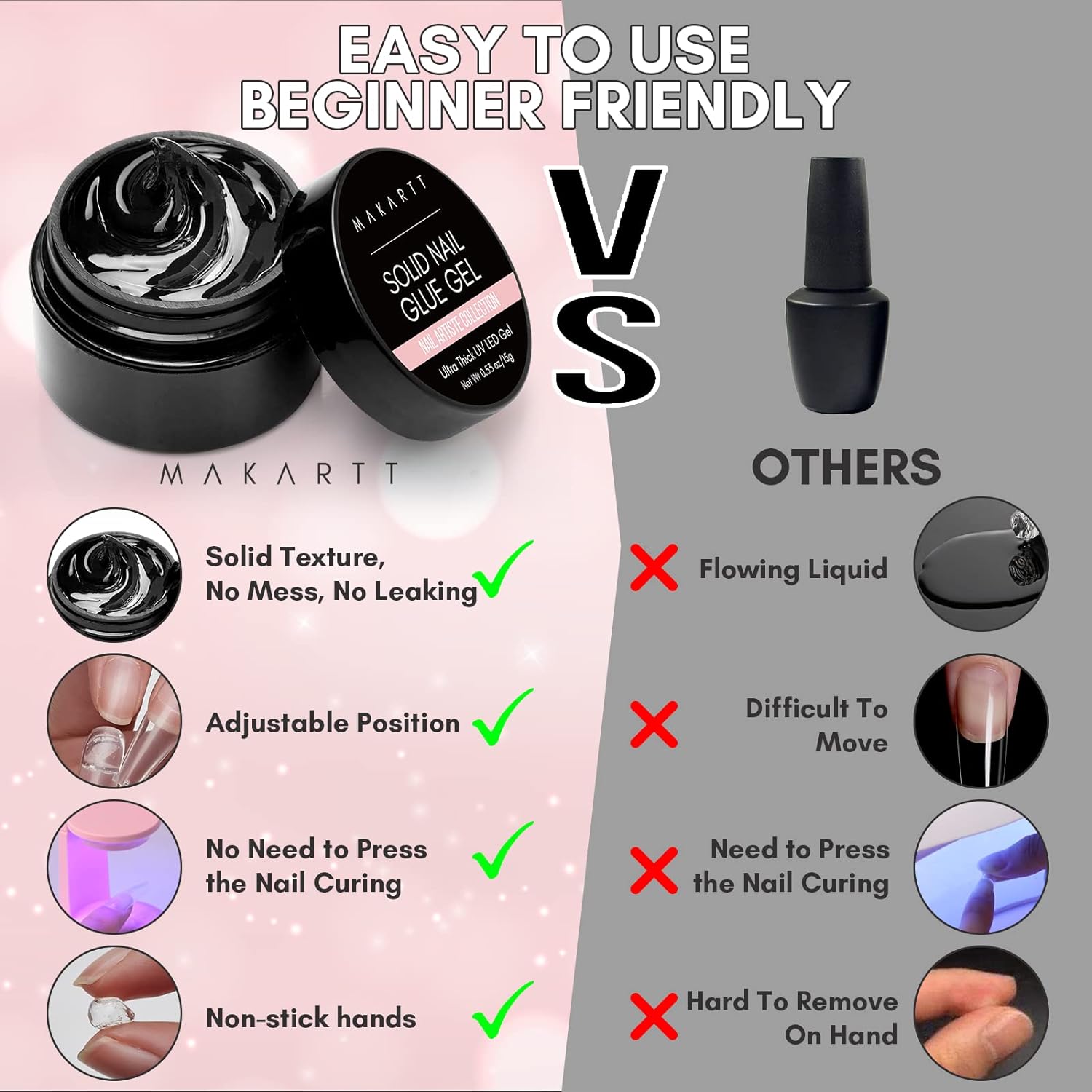 Best Artificial Nail Glue for Press On Nails gel nail glue for Fake Nails Soft Gel Nail Tips 15ML UV Light Cured