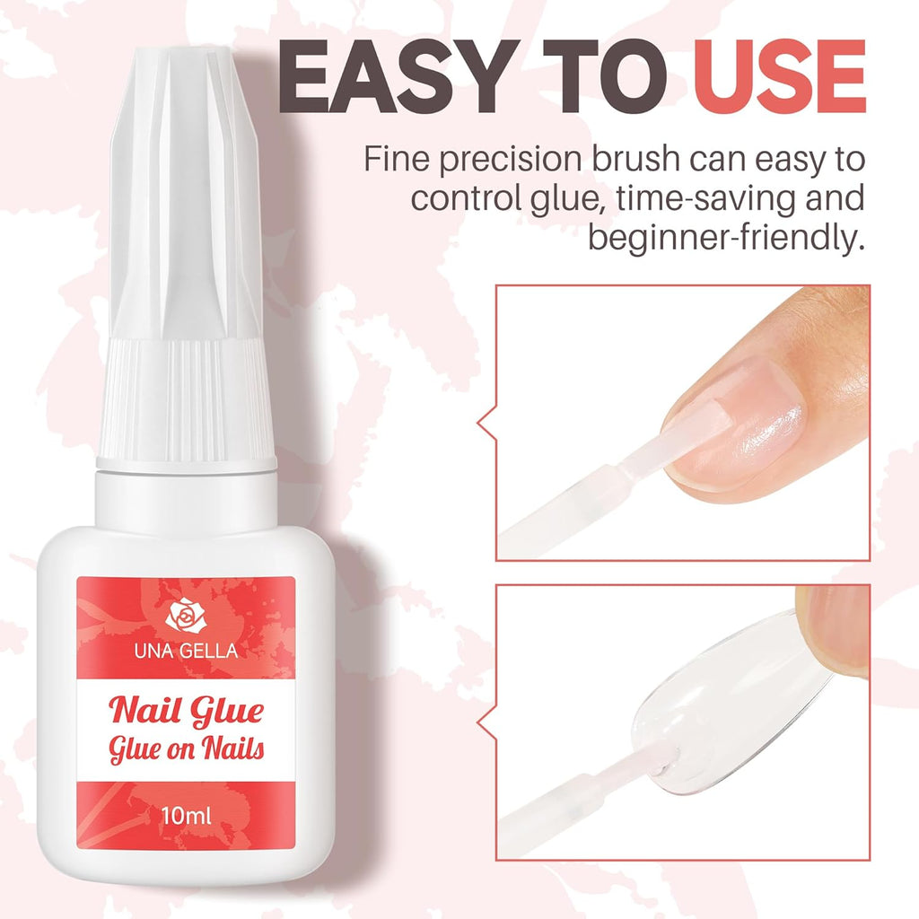 Super Strong Fake Glue on Nails Bond Brush On Long Lasting Nail Glue for Acrylic Nails Adhesive Bond 10ml