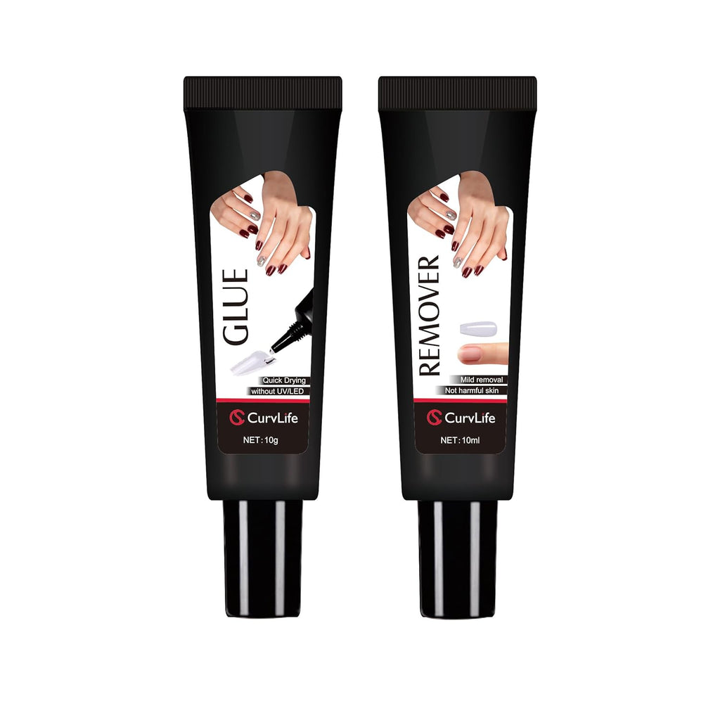 Best False Nail Glue with 10ml Remover for Press On Nails No Need for UV Lamp Top Rated Nail Glue