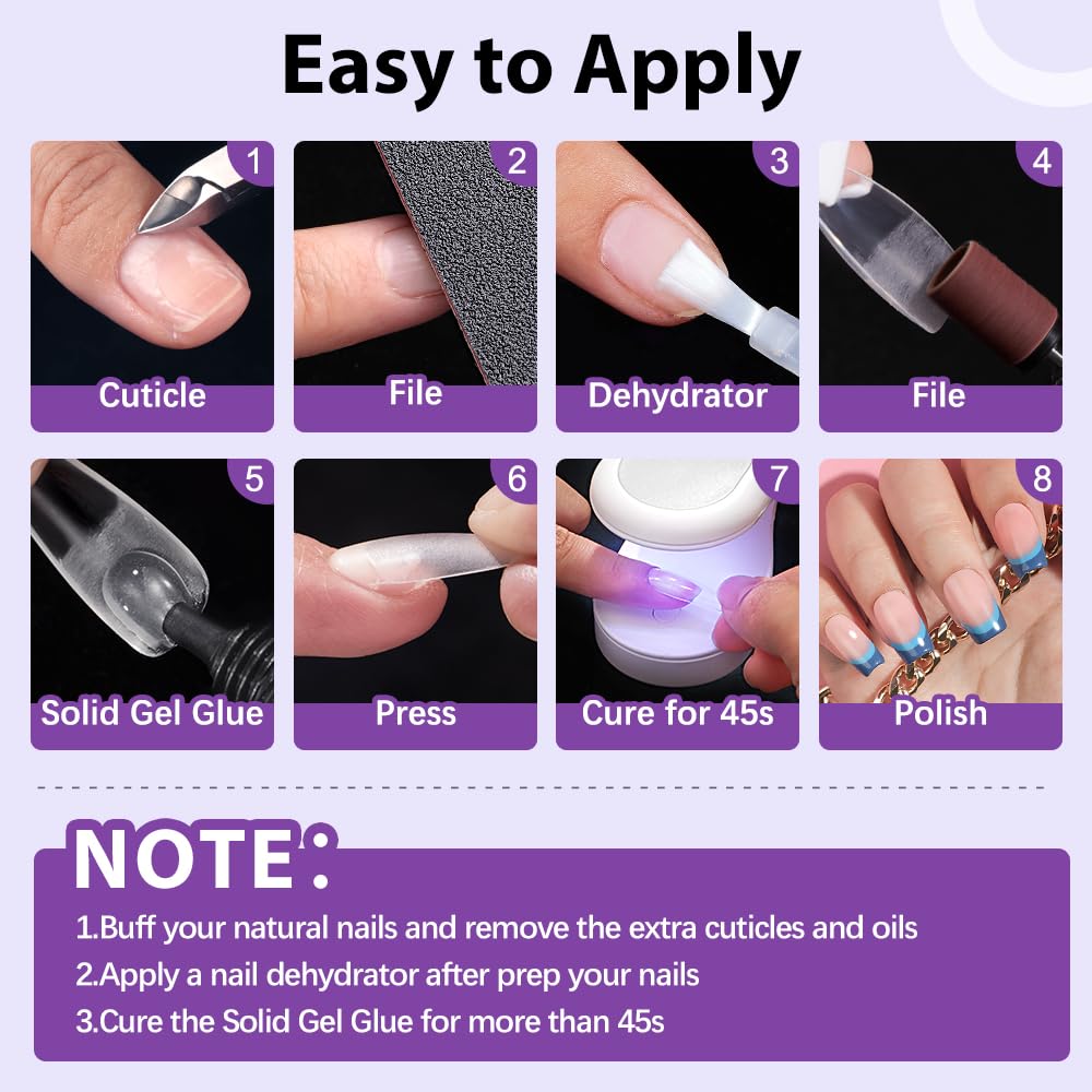 20g best press on nail glue 3 in 1 Nail Gel for Fake Nails Long Lasting Manicure Pedicure Cured Needed